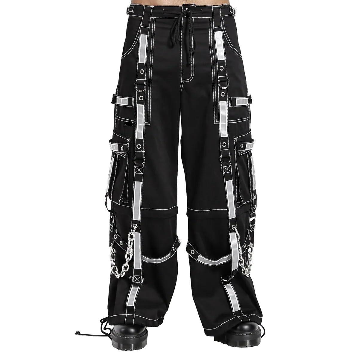 Gothic Punk Rock Emo Bondage Pants for Men - Reflective Alternative Trouser Shorts | Perfect for Concerts, Raves & Alternative Fashion
