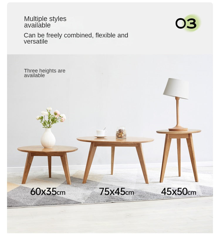 Solid Oak & Black Walnut Wood Side Table - Nightstand, End Table for Living Room, Bedroom, Office | Rustic Modern Furniture for Home Decor