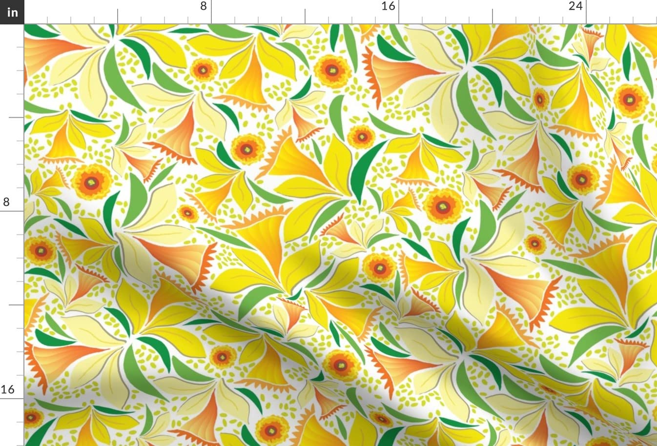 Premium Satin Fabric by The Yard - Yellow Daffodil Floral Print for Spring & Summer | Sewing, Apparel, Lining, Fashion, Blankets & Home Decor | DIY Dresses, Curtains, Quilts & Craft Projects