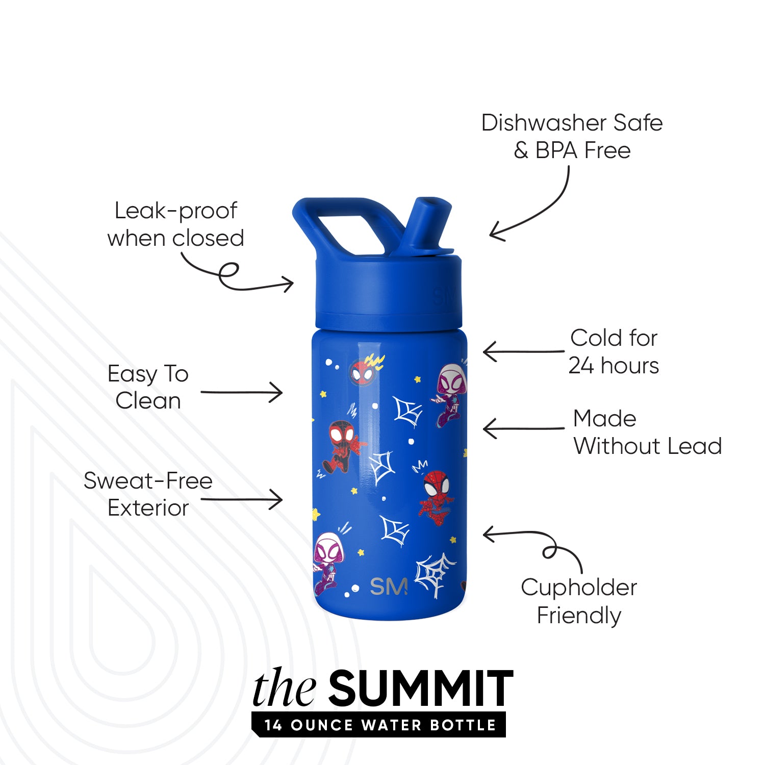 Summit Kids Water Bottle with Straw Lid - BPA Free, Leak Proof, Durable Stainless Steel Bottle for School, Sports, and Outdoor Activities