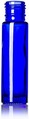 3-Pack Blue Glass Roller Bottles for Essential Oils - 10ml Leakproof Roll-On Bottles with Stainless Steel Balls - Perfect for DIY Perfume, Aromatherapy & Under Eye Serums - Travel-Friendly Essential Oil Containers