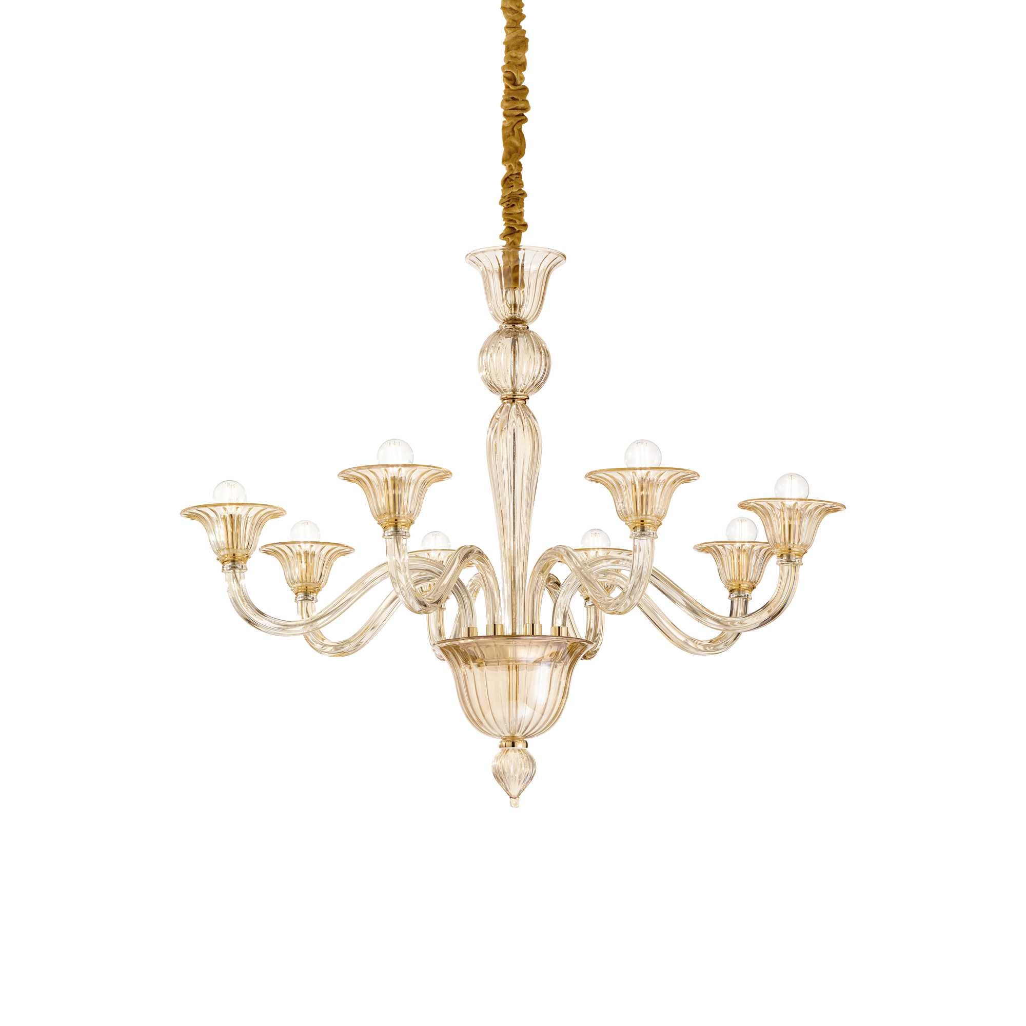Brigitta 8/12 Light Center Ceiling Light Fixture in Amber/Transparent Finish - Perfect for Living Room, Dining Room, or Bedroom Lighting
