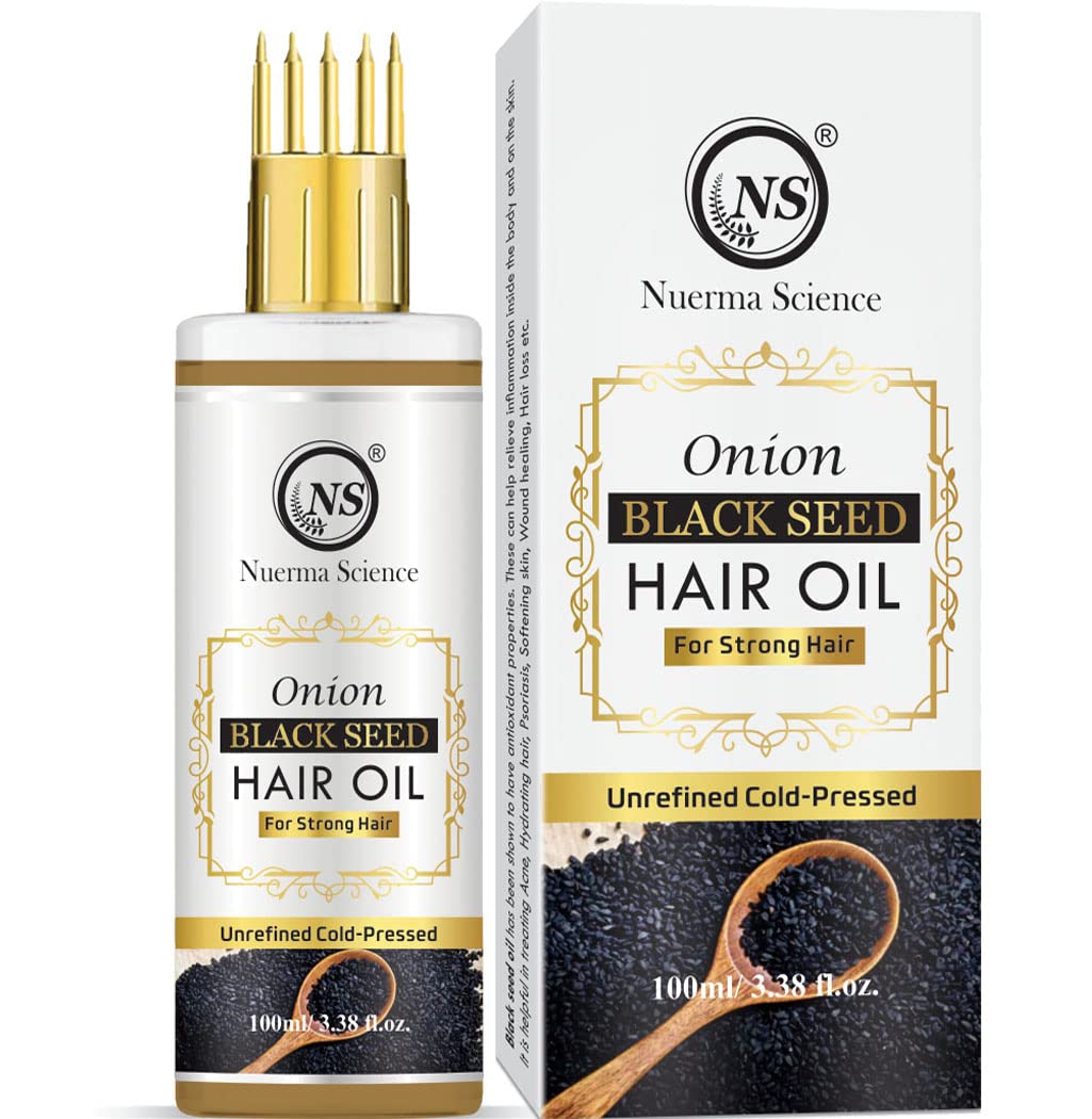 Nuerma Science Black Seed Hair Oil for Hair Growth & Hair Fall Control | Cold Pressed Kalonji Oil for Stronger, Healthier Hair | No Mineral Oil or Silicones | Promotes Scalp Immunity & Natural Shine - 100ml | Perfect for Daily Hair Care & Styling Routine