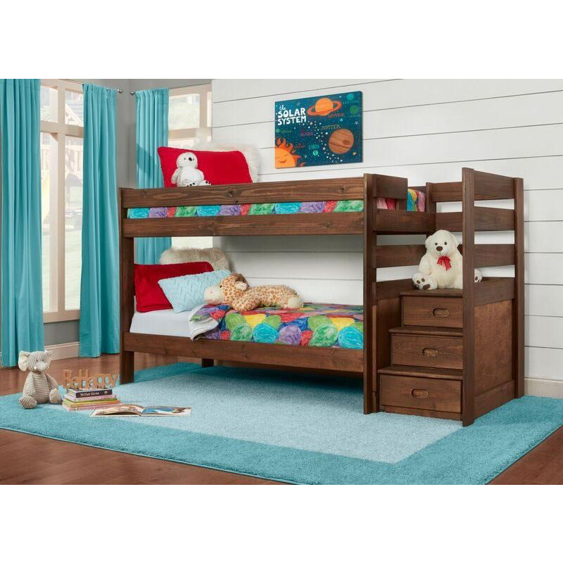 Quinn Staircase Bunk Bed with Storage - Twin Over Full Wooden Loft Bed for Kids & Teens - Space-Saving Bedroom Furniture for Small Rooms & Dorm Rooms