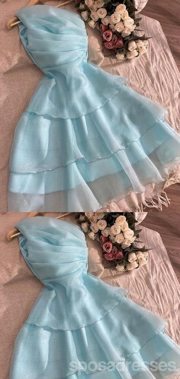Elegant Blue A-Line One Shoulder Mini Prom Dress for Homecoming & Special Occasions | Perfect for Parties, Dances & Formal Events | CM987