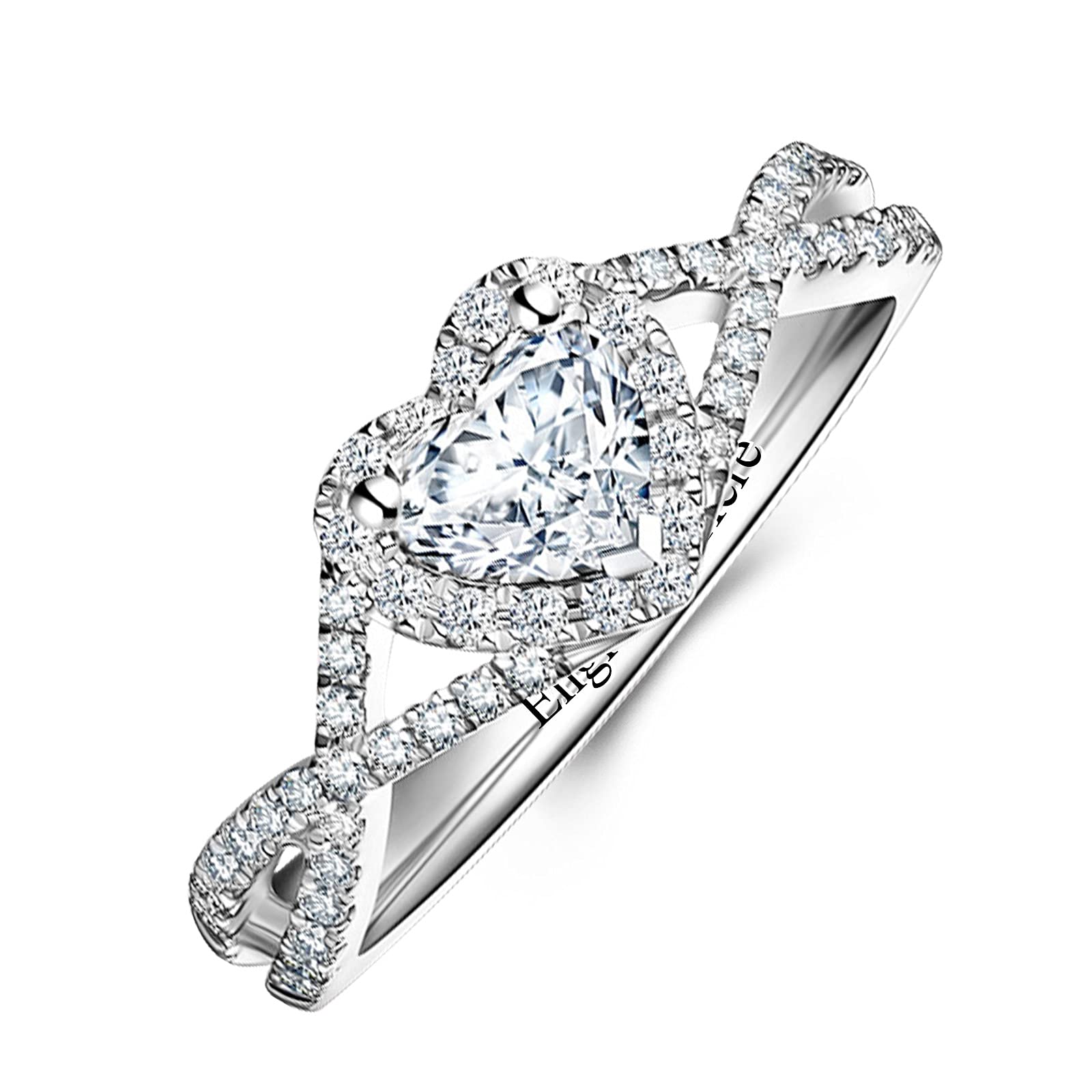 1ct D Color Heart Moissanite Diamond Engagement Ring - Sterling Silver Custom Engraved Jewelry Gift for Women - Perfect for Valentine's Day, Anniversary & Proposal