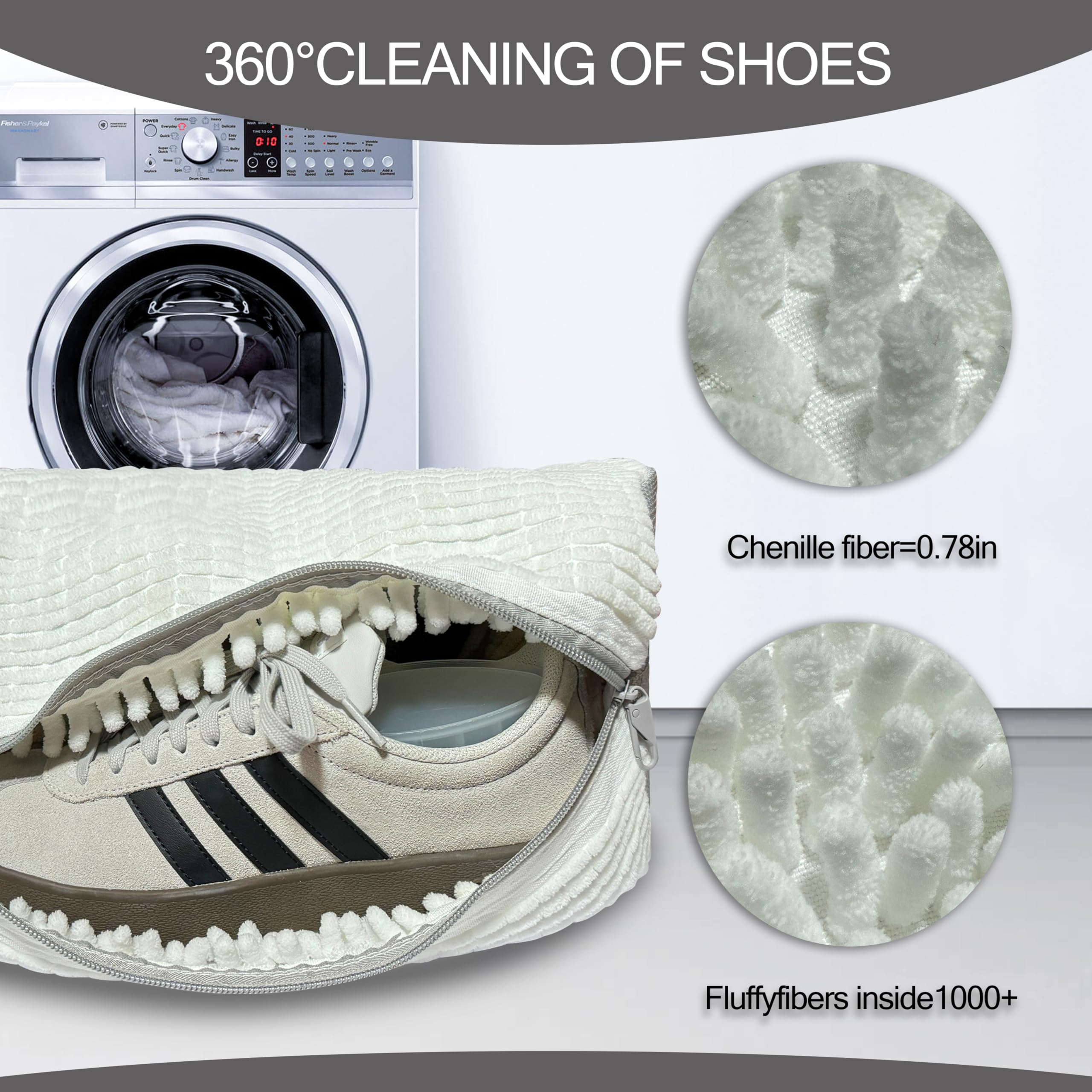 Reusable & Durable Zippered Shoe Laundry Bag for Washing Machine - 2 Pack Beige Wash Bags for Sneakers, Tennis Shoes & Delicate Footwear | Perfect for Gym, Travel & Machine Washing