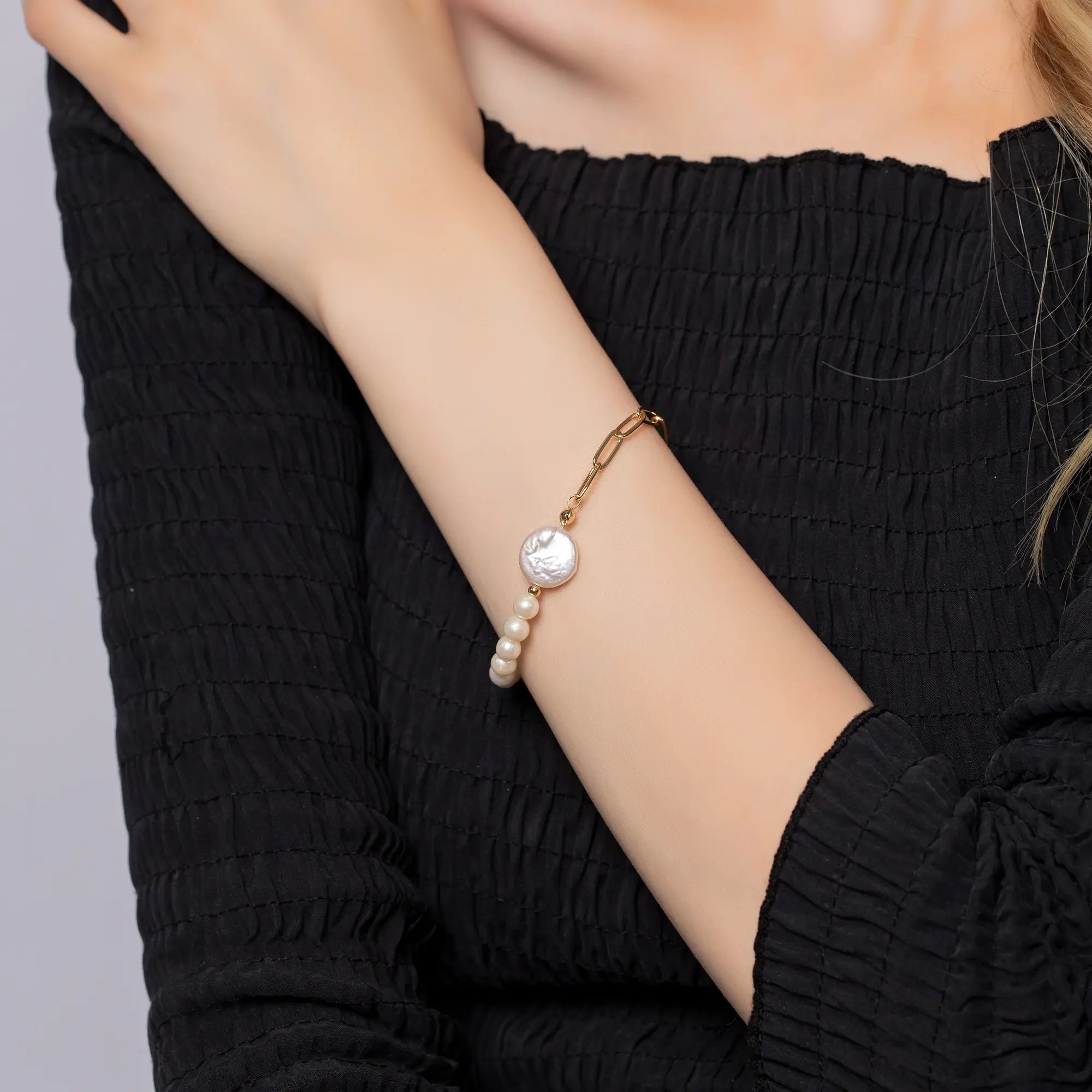 Elegant Link Chain Pearl Bracelet for Women - Classic Fashion Jewelry Gift for Birthday, Anniversary & Special Occasions
