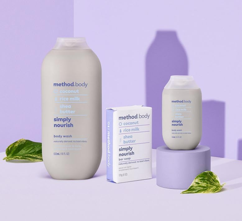 Method Simply Nourish Body Wash - 3.4oz Travel Size for Gym, Travel & On-the-Go | Vegan & Cruelty-Free Shower Gel