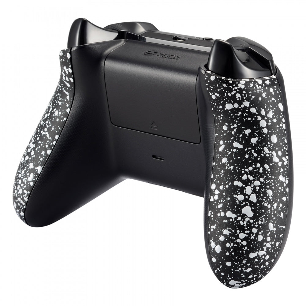 eXtremeRate Textured White Back Panels & Non-Slip Side Rails for Xbox One X/S Controller - 3D Splashing Handles, Grip Improvement & Repair Parts | Perfect for Gaming, Streaming & Esports Tournaments