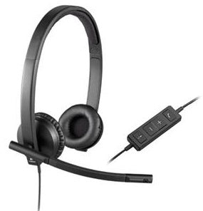 Logitech H570e Stereo USB Headset with Noise-Canceling Mic - Comfortable Office Headphones for PC, Laptop, Zoom Calls & Online Meetings (Black)