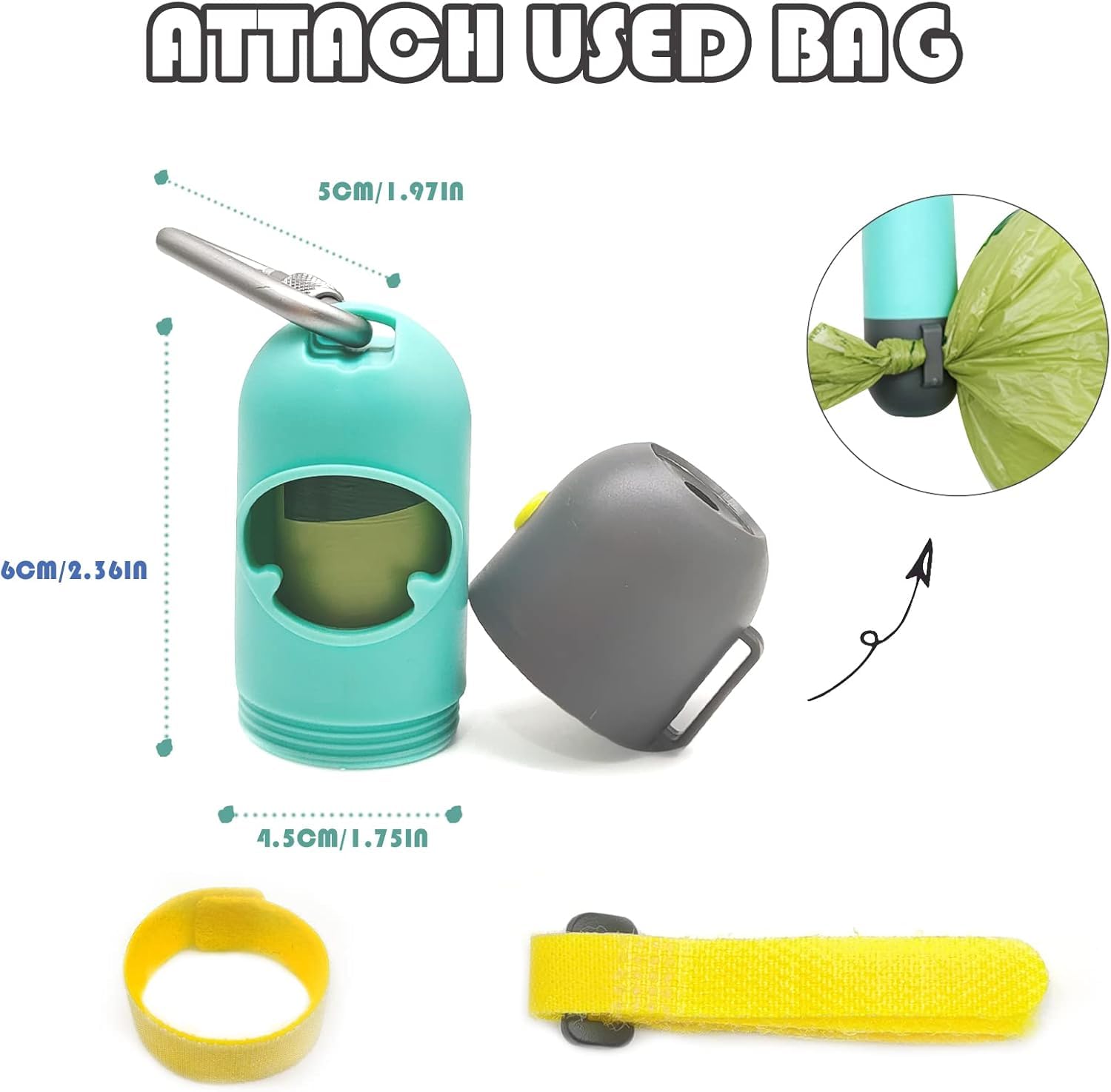 LED Flashlight Dog Poop Bag Holder Dispenser - Leash Attachment for Nighttime Dog Walking (Includes 15 Waste Bags, Green) - Perfect for Evening Walks, Park Visits & Outdoor Adventures
