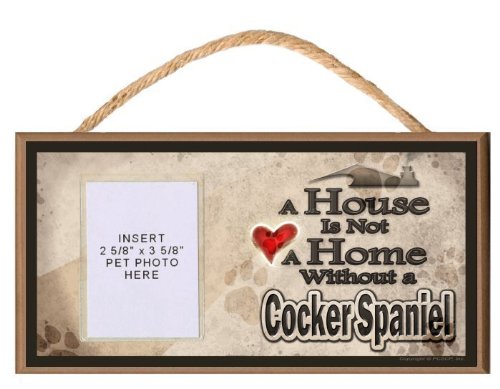 Personalized Cocker Spaniel Wooden Dog Sign with Clear Photo Insert - Custom Pet Memorial Plaque for Home Decor, Wall Art & Gift Idea