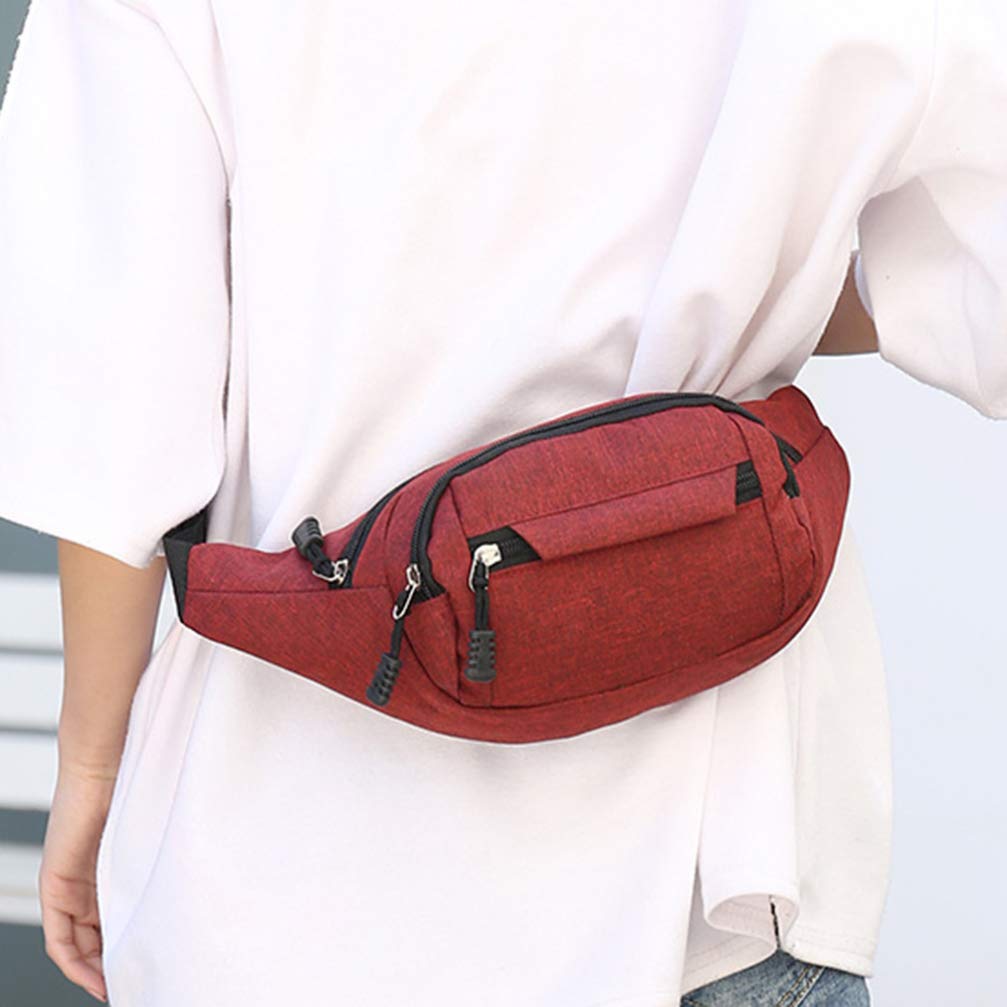 KESYOO Unisex Travel Waist Pack - Durable Cloth Fanny Pack for Men & Women - Adjustable Running Belt for Outdoor Sports, Hiking & Gym - Secure Pocket Wallet (Red)