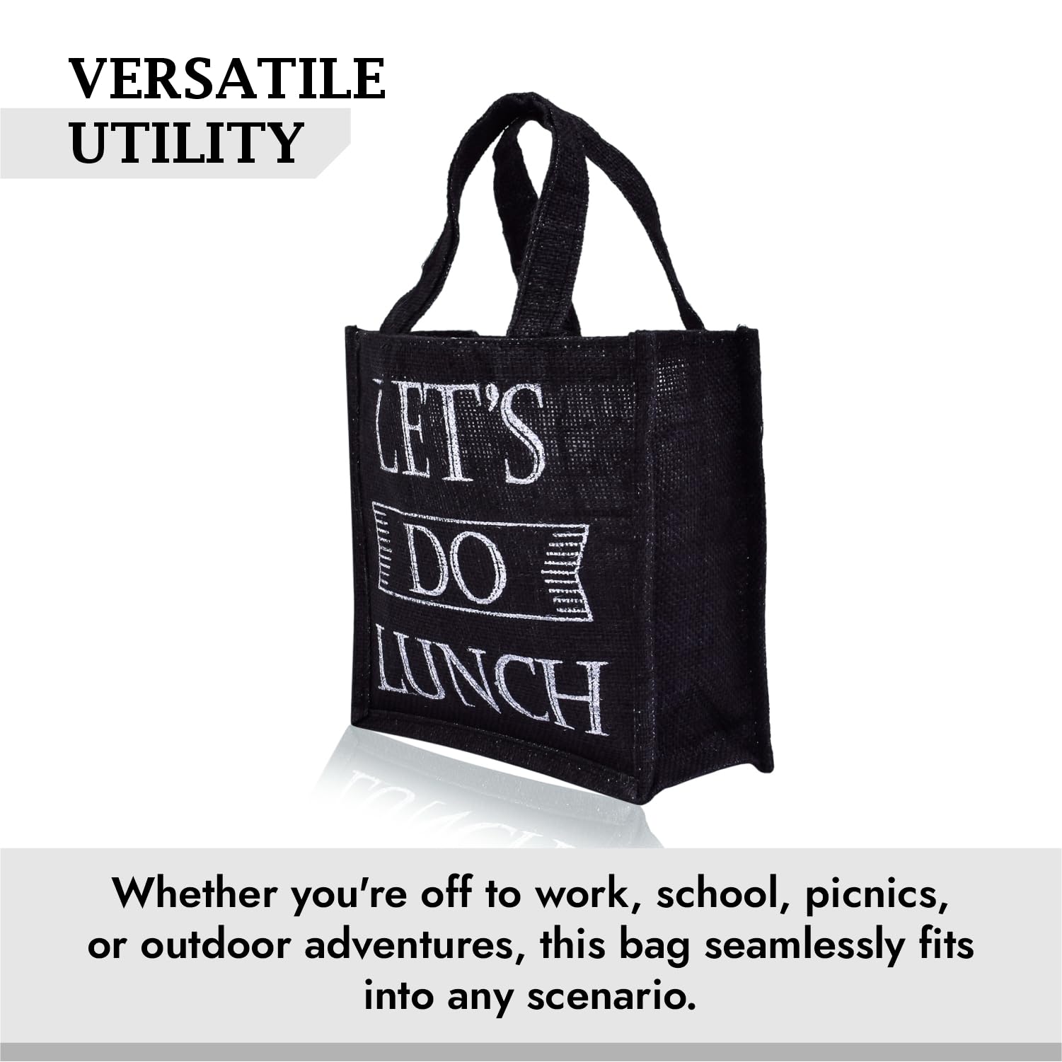 Kuber Industries Reusable Jute Lunch Bag with Handle - Eco-Friendly Office Lunch Tote for Work, School & Picnics - Pack of 3 Multi-Color Small Tiffin Bags