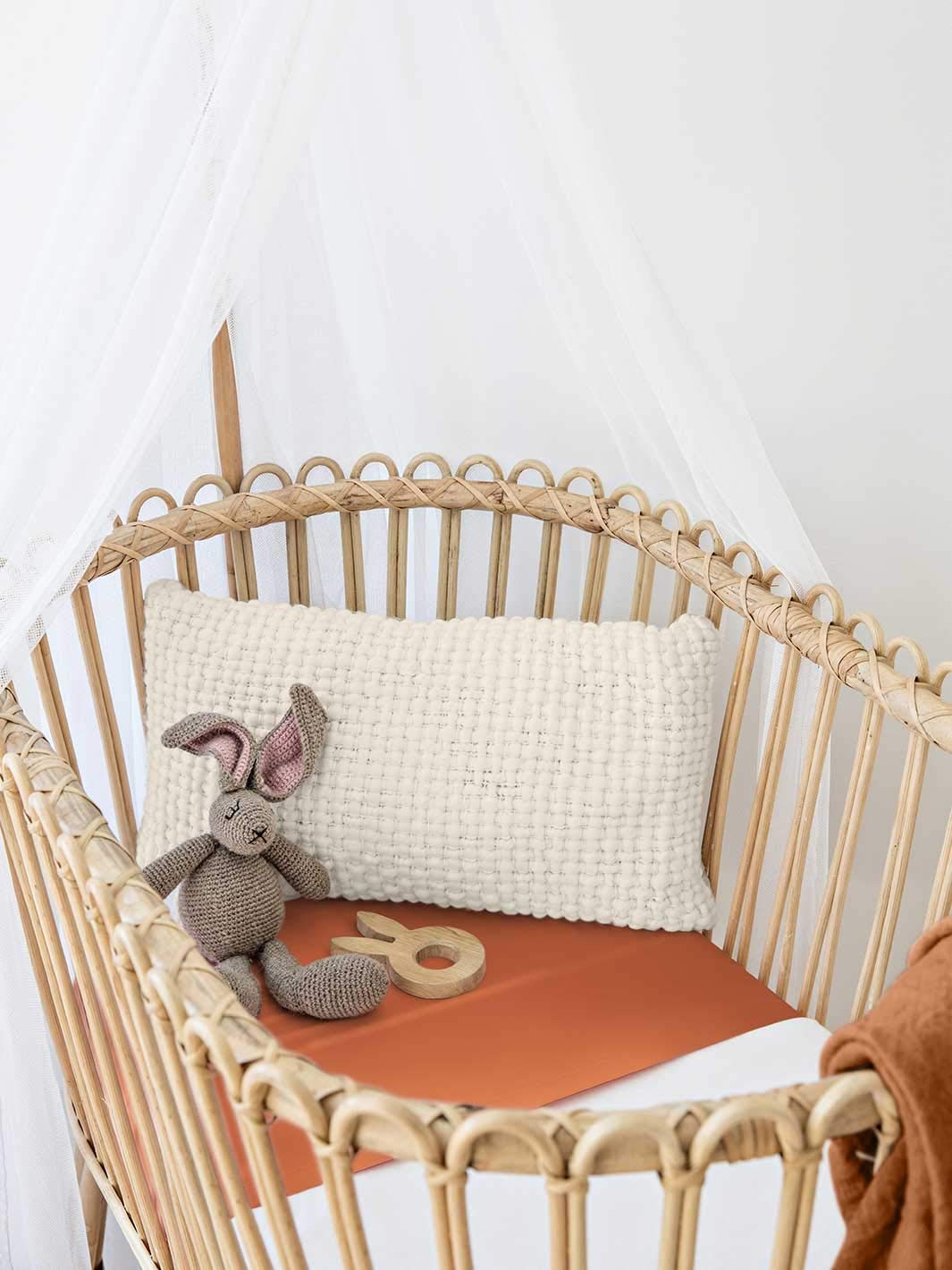 2-Pack Baby Silk Sleeves Set - 25 Momme Mulberry Silk Bassinet & Crib Sleeves for Hair Protection | SIDS-Safe Silk Bedding in Terracotta Brown | Perfect for Newborns & Preventing Hair Loss While Sleeping