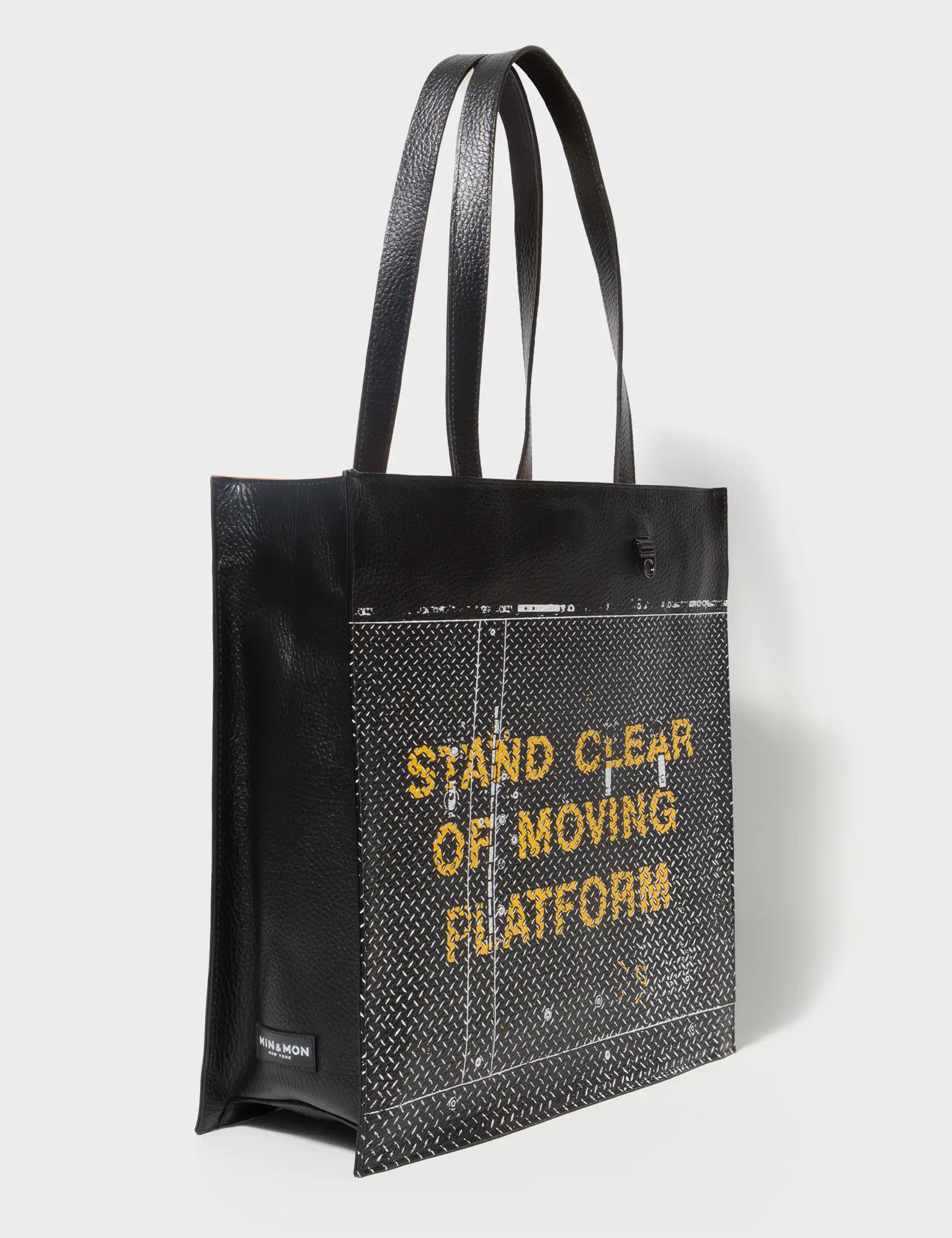 Marko Black Leather Tote Bag with Metal Platform Print - Stylish Women's Work Bag for Office, Travel & Everyday Use