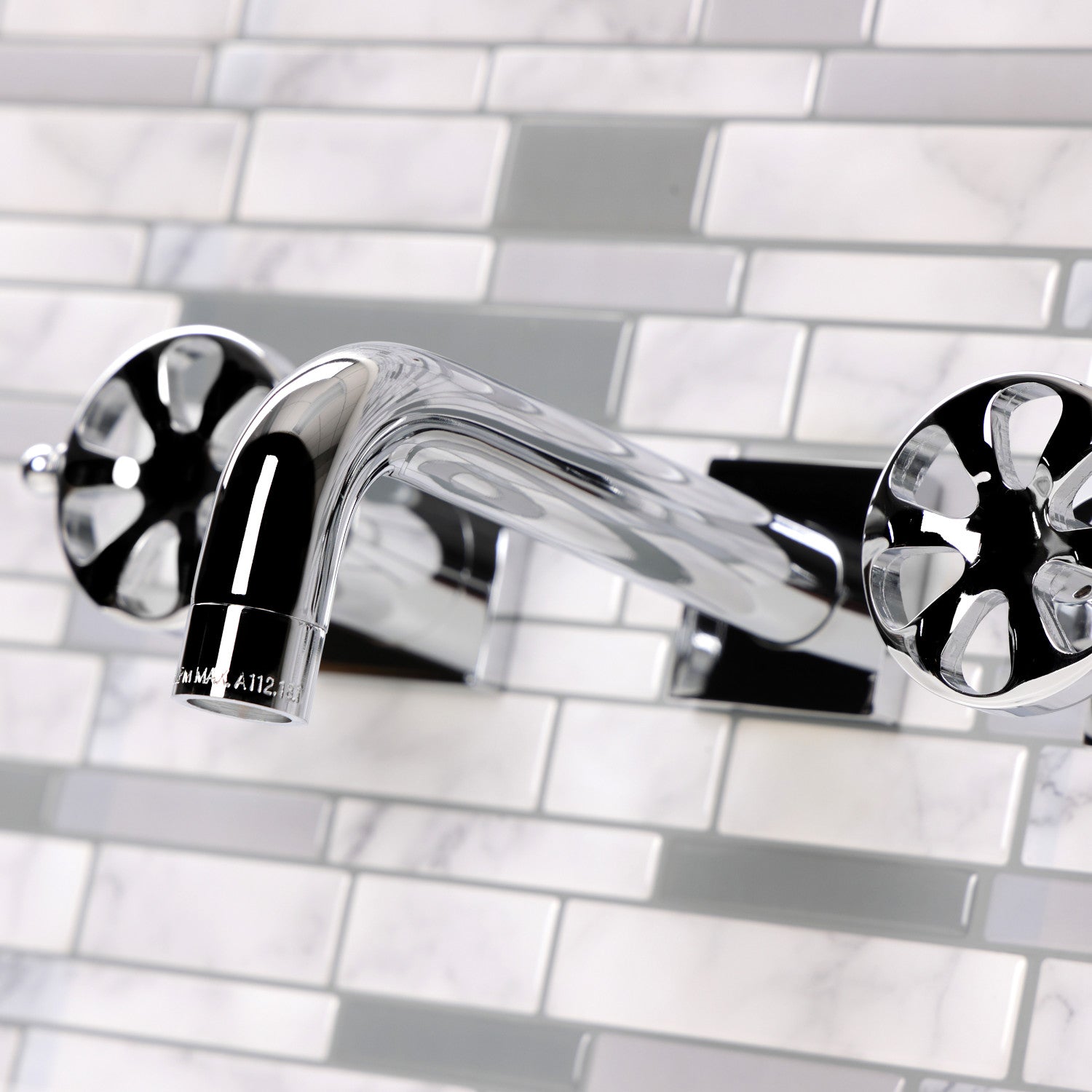 Belknap KS6121RX 3-Hole Wall Mount Bathroom Faucet with Double Handles in Polished Chrome - Perfect for Modern Bathroom Renovations and Spa-Like Showers