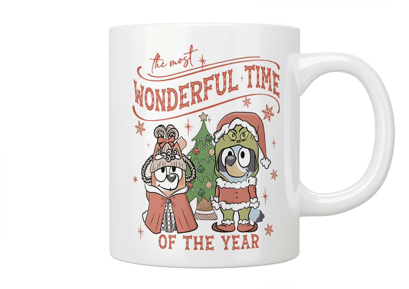 Bluey Christmas Mug - The Most Wonderful Time of the Year Ceramic Coffee Cup - Perfect for Holiday Gifts, Hot Cocoa & Family Movie Nights