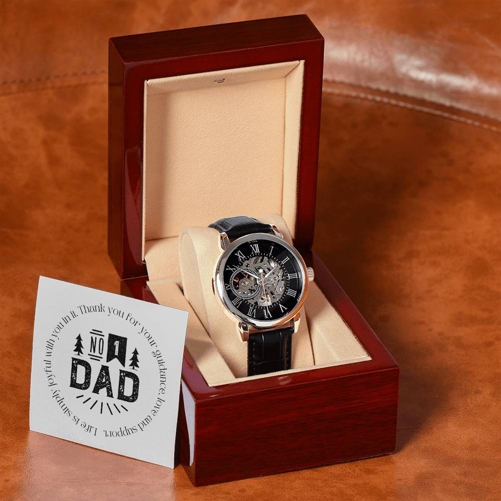 Openwork Men's Watch - Elegant Father's Day & Birthday Gift for Dad from Daughter or Son | Perfect for Business, Casual Wear & Special Occasions