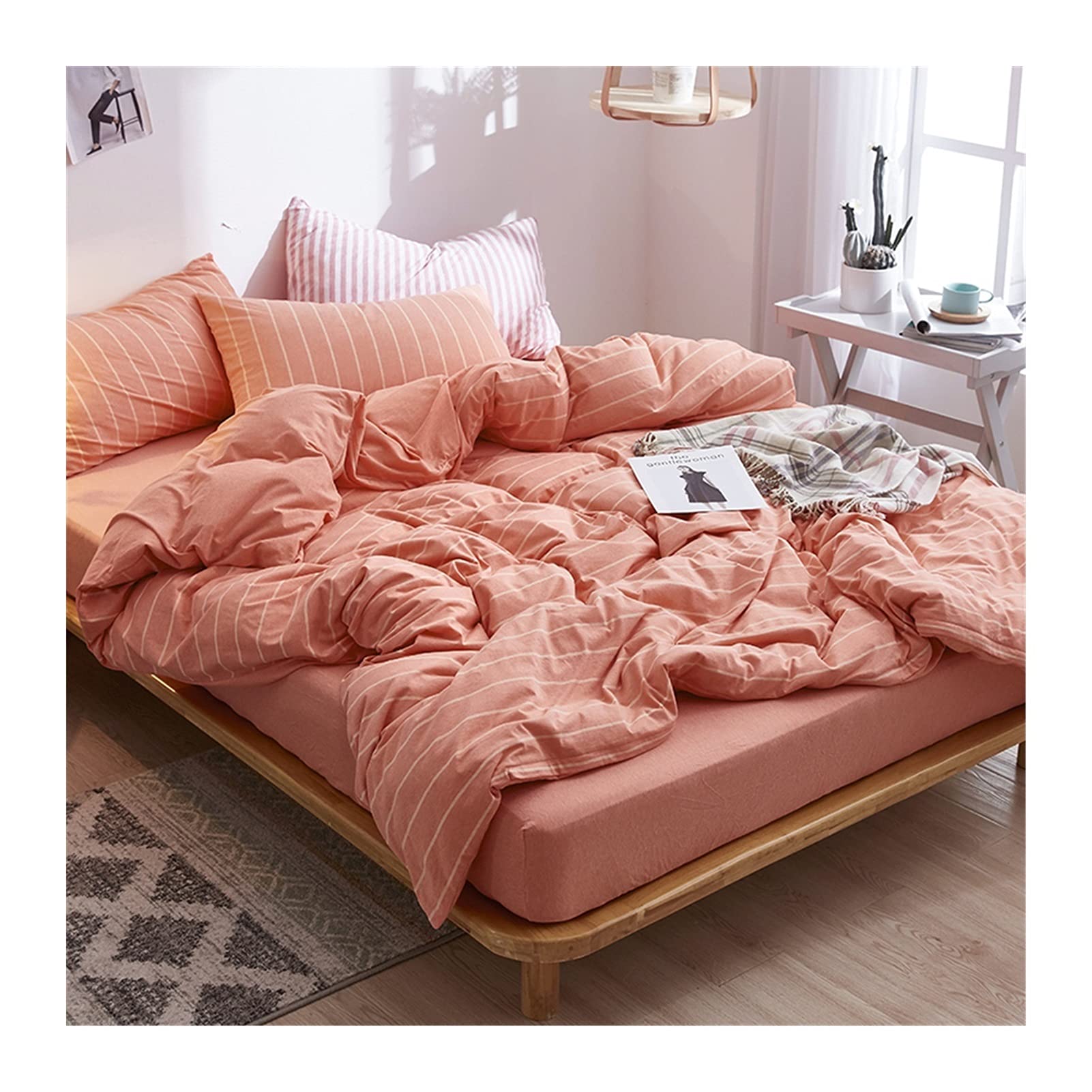 Premium MZP Jersey Knit Quilt Cover Set - Queen Size 100% Cotton Super Soft 4-Piece Bedding (1 Duvet Cover, 1 Fitted Sheet, 2 Pillowcases) for Ultimate Comfort - Perfect for Cozy Nights, Guest Rooms & Modern Bedrooms