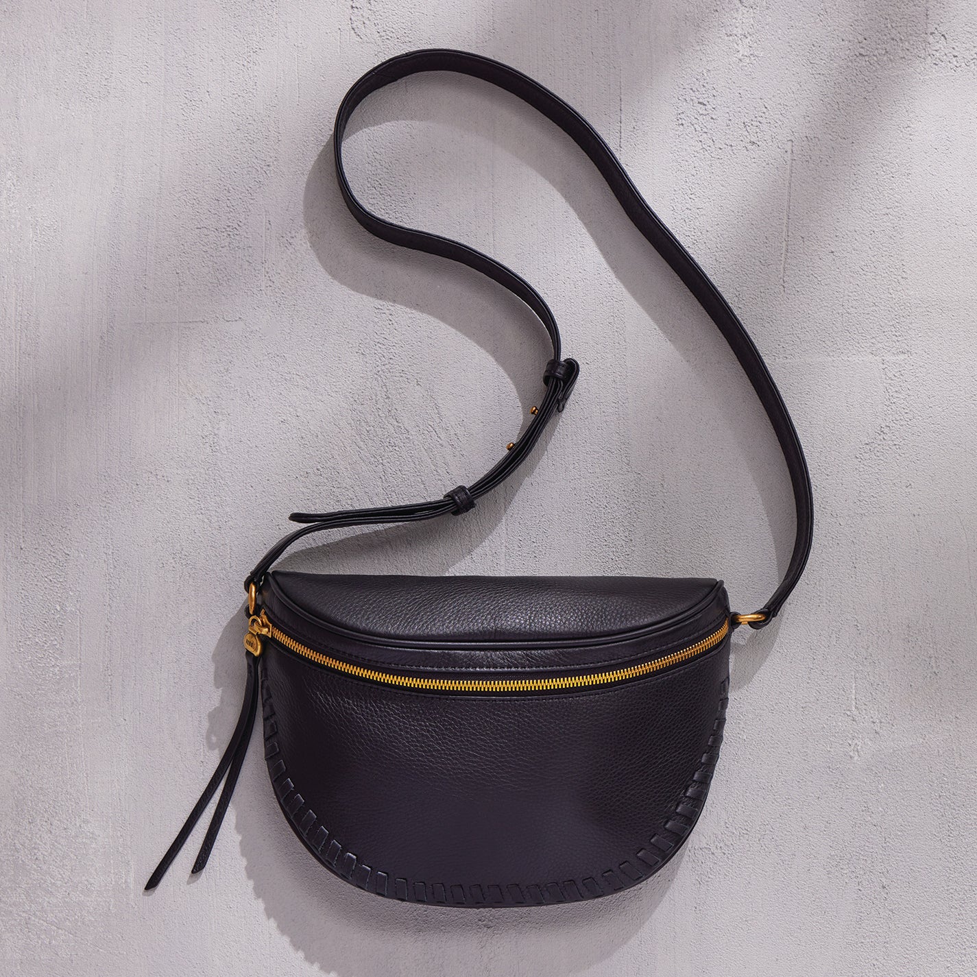 Juno Belt Bag in Pebbled Leather - Stylish Black Waist Pack for Women | Perfect for Travel, Running, and Everyday Use