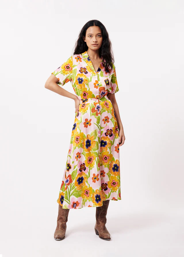 Celly Floral Skirt - Women's A-Line Midi Skirt with Elastic Waist, Perfect for Spring, Summer, and Casual Outfits