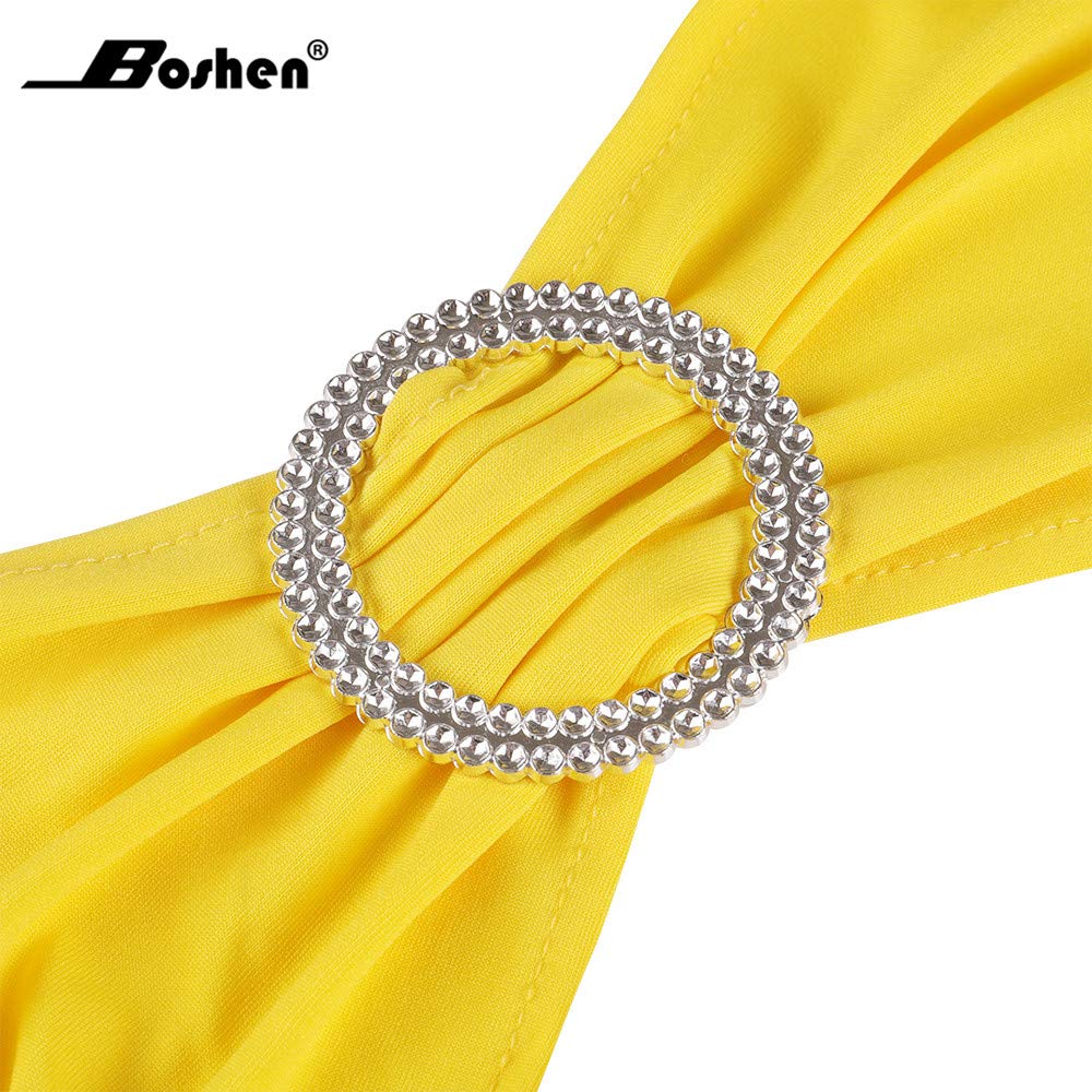 75PCS Stretch Chair Sashes Bows with Buckle - Decorative Chair Bands for Wedding, Hotel Banquet & Birthday Party Decor (Yellow) - Perfect for Indoor/Outdoor Events, Table Settings & Special Occasions