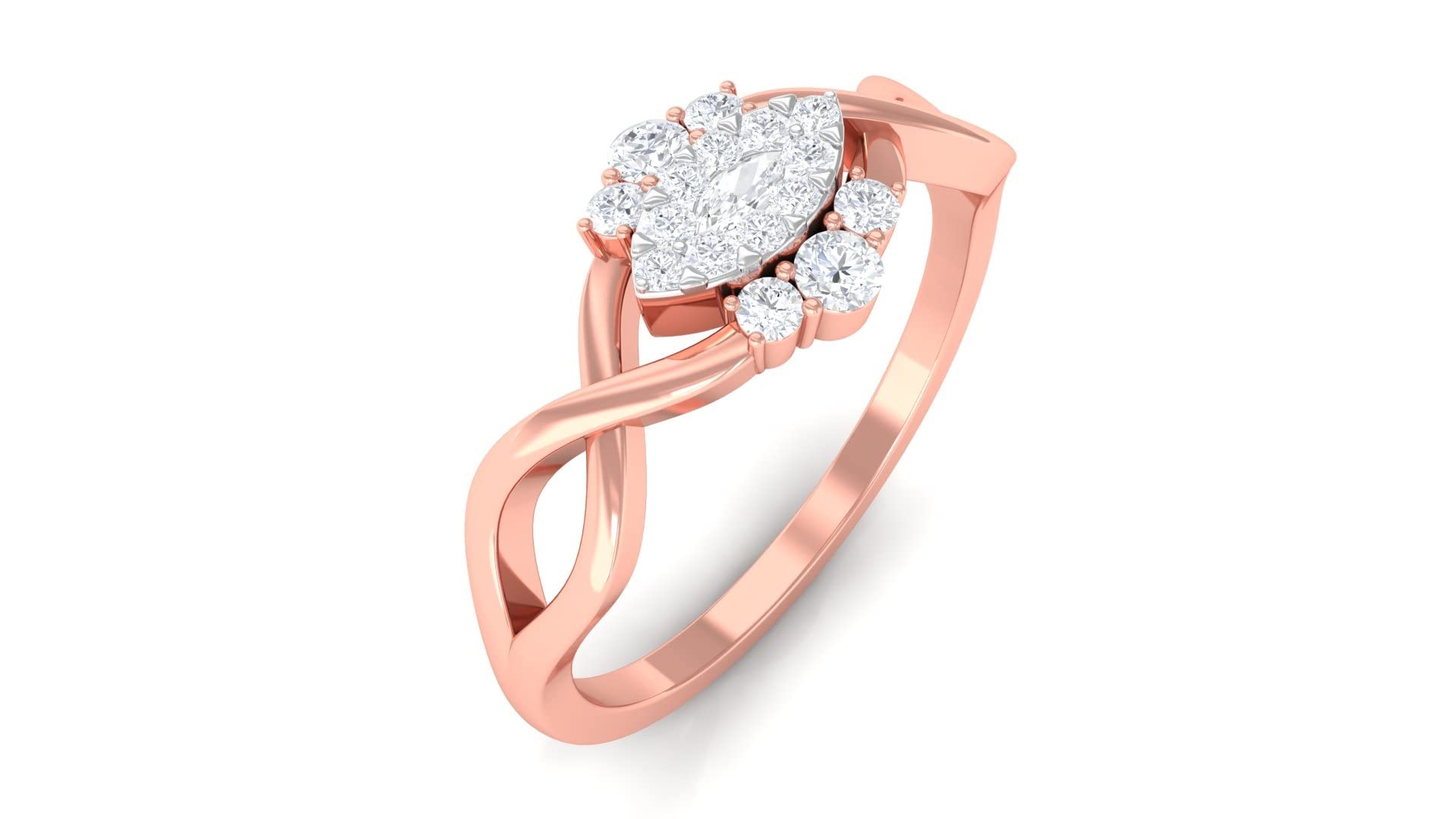 0.50 CT Diamond Promise Ring for Women - 14K Solid Gold Illusion Diamond Infinity Ring, April Birthstone Jewelry - Perfect for Anniversaries, Engagements & Special Occasions