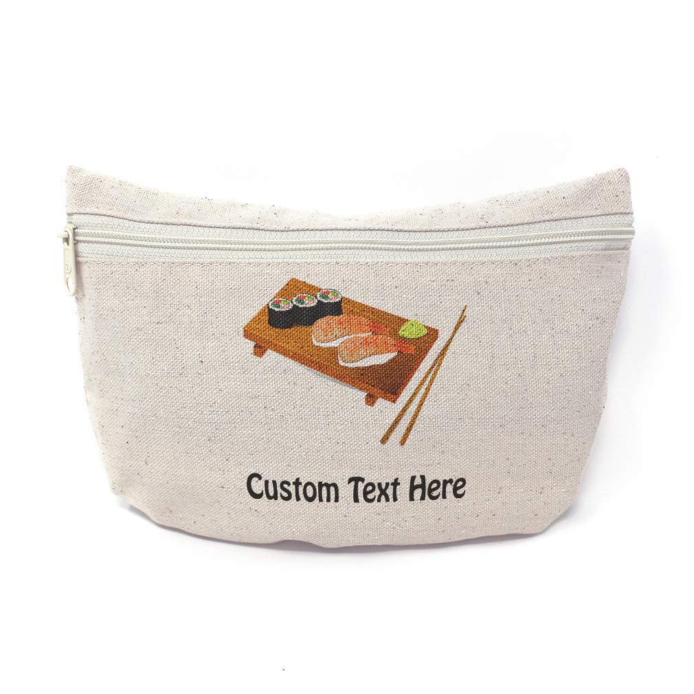 Custom Sushi Canvas Makeup Bag - 9x6 Inch Personalized Pouch for School & Travel