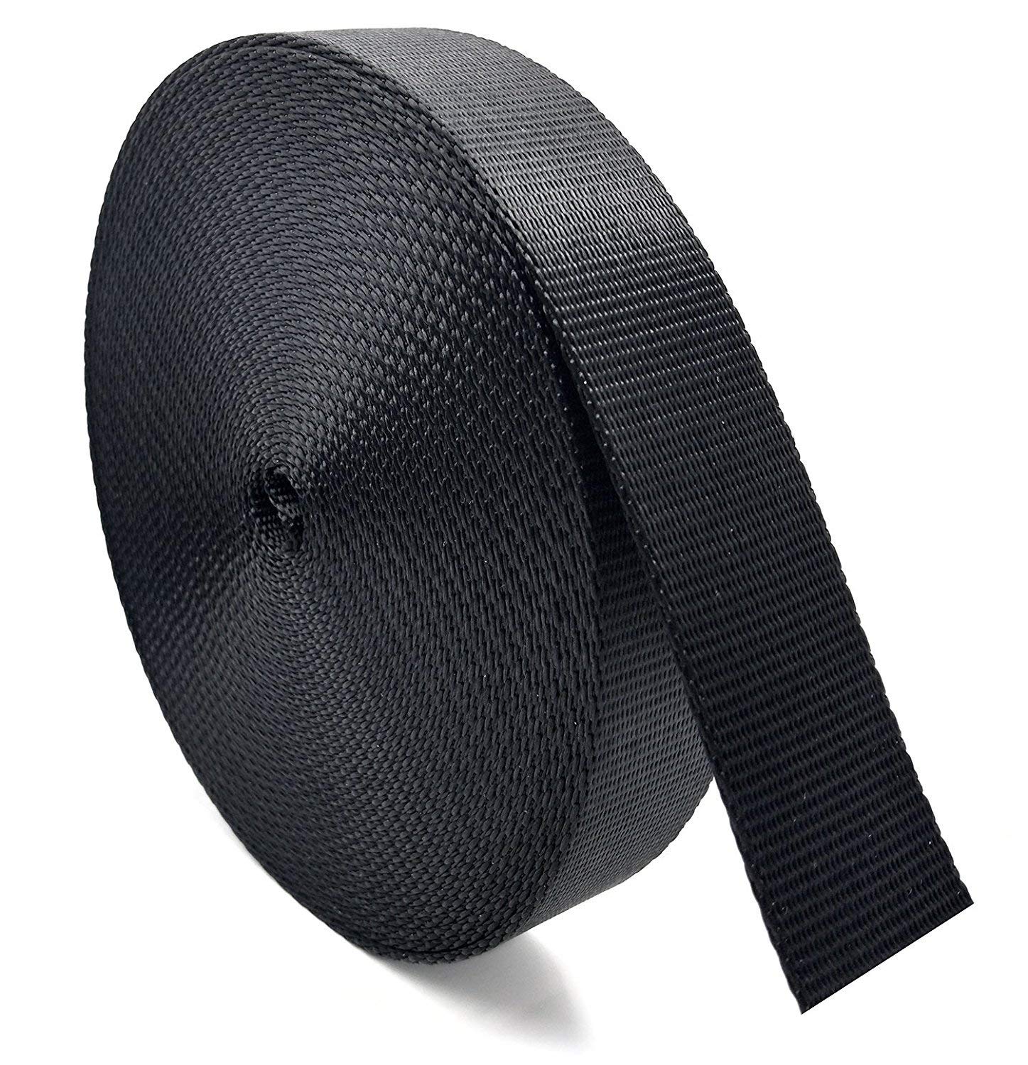 1.5 Inch Wide Flat Nylon Webbing Strap - 10 Yards (Black) | Heavy Duty DIY Material for Luggage Straps, Dog Leashes, Outdoor Gear & Furniture Repair | Perfect for Camping, Hiking, Home Improvement & Craft Projects