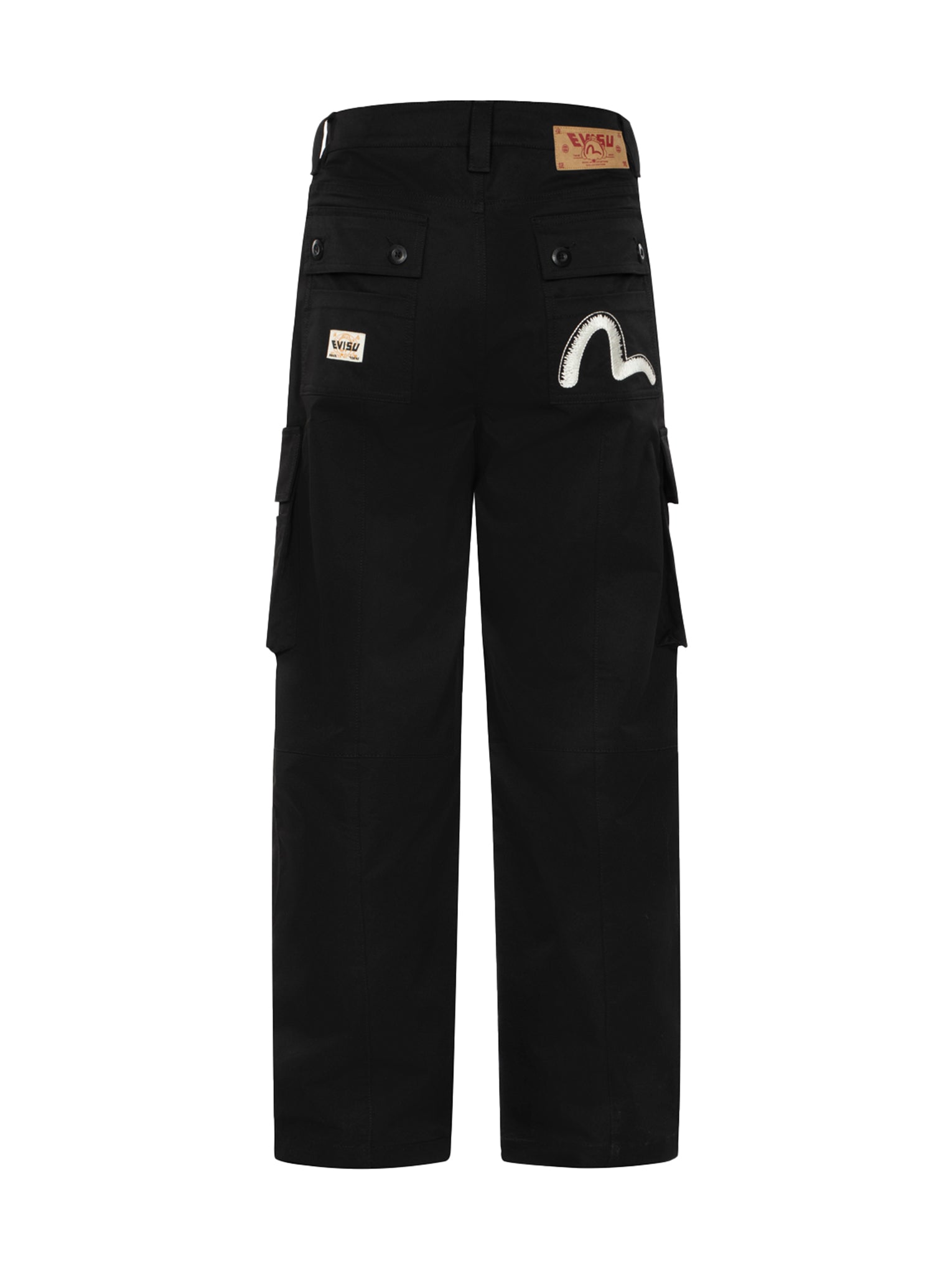 Stylish Kamon & Seagull Embroidered Loose Fit Cargo Pants for Men - Comfortable Streetwear & Casual Outdoor Wear