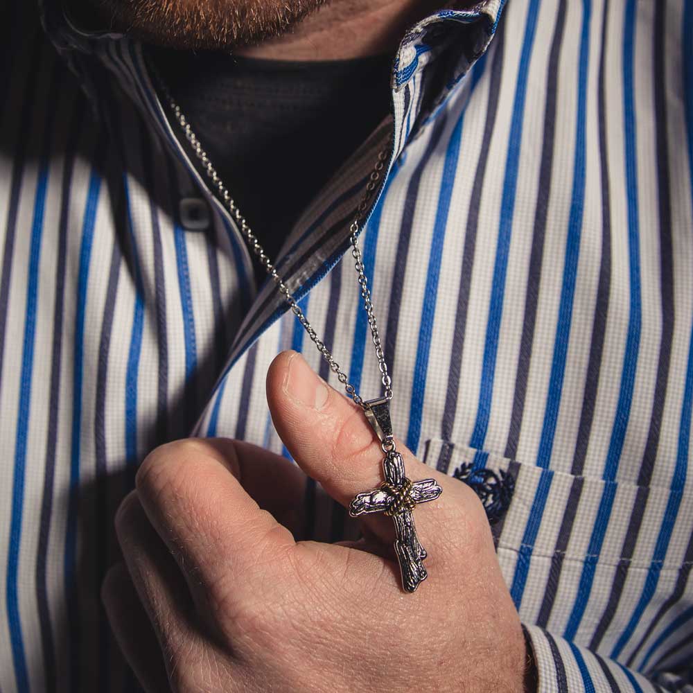 Rugged Faith Cross Necklace for Men & Women - Stainless Steel Religious Pendant with Adjustable Chain - Perfect for Daily Wear, Gifts & Church Events