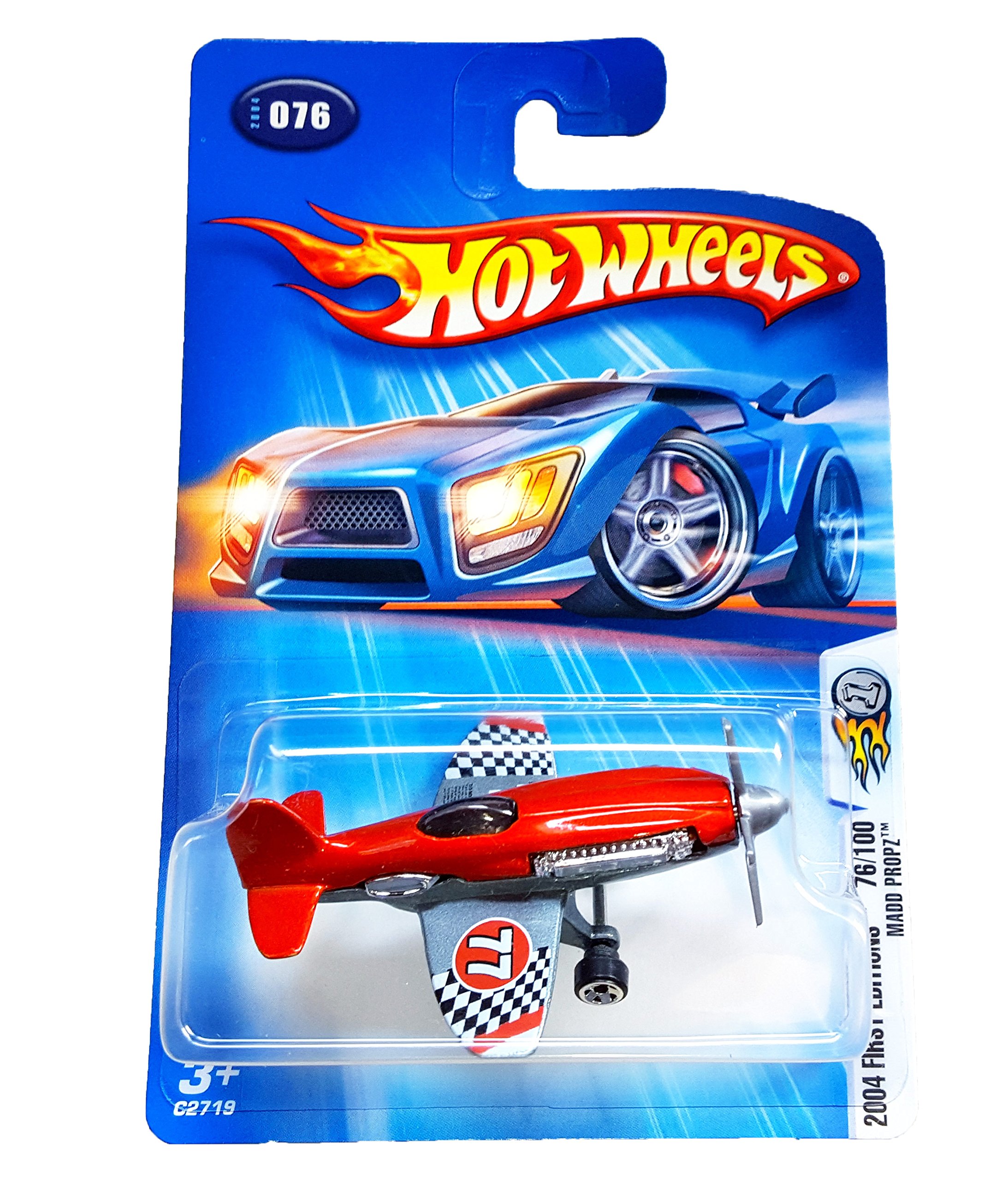 Hot Wheels 2004 First Editions Madd Propz Airplane Die-Cast Car 76/100 - Red Collectible Toy for Kids & Adults - Perfect for Display, Play & Car Collections