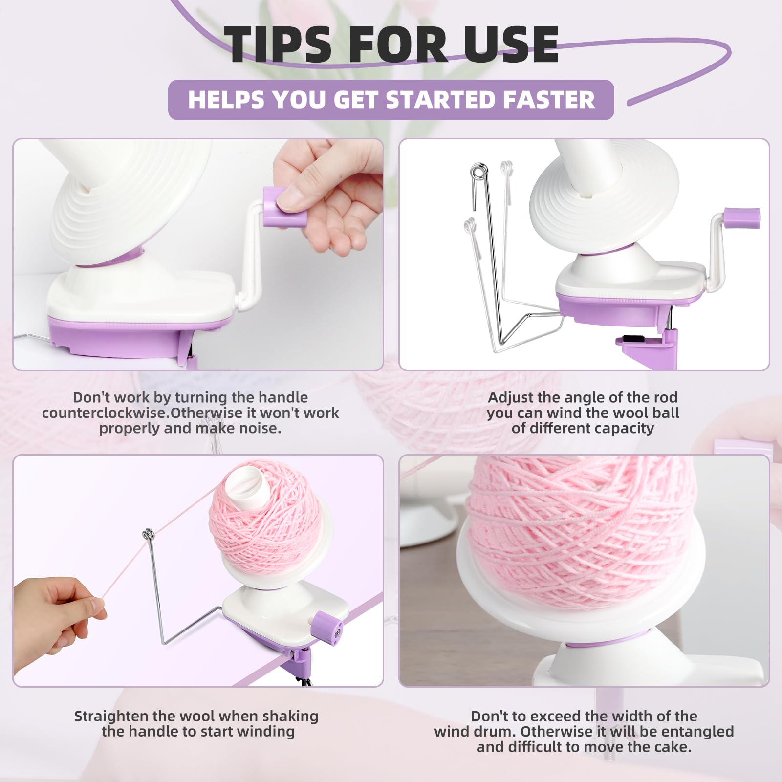 Yarn Ball Winder for Knitting & Crocheting - Heavy Duty Yarn Spinner with Tension Ring & Clippers - Perfect for Winding Large Yarn Cakes - Ideal Gift for Knitting Enthusiasts - Use for Home Crafting, DIY Projects & Professional Knitting