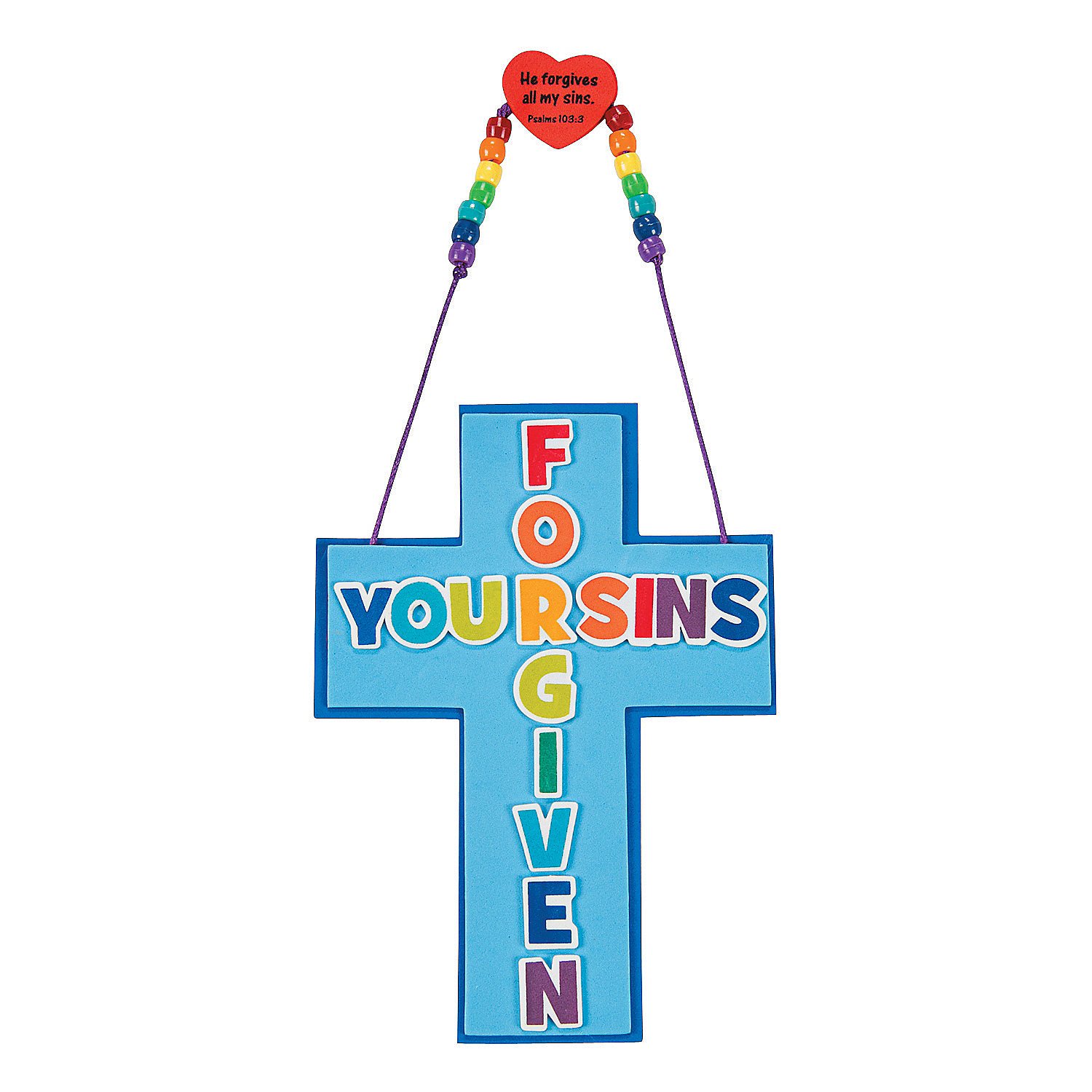 Fun Express Forgiven Sign Craft Kit for Kids - 12-Piece Creative DIY Art Project with Easy Instructions, Perfect for Family Bonding, Classroom Activities, Sunday School Crafts & Home Decor