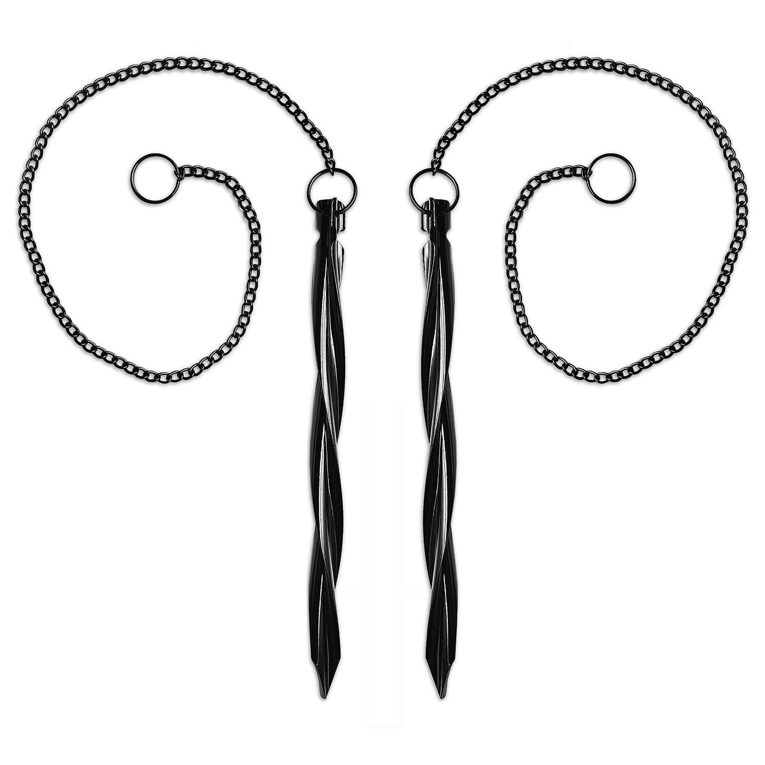 QMARK 2 Pack Black Rain Chain Anchors with 10 Inch Stake & 20 Inch Chain - Heavy Duty Gutter Anchoring Stakes for Downspout Drainage | Perfect for Garden Waterfall, Roof Runoff & Outdoor Decoration