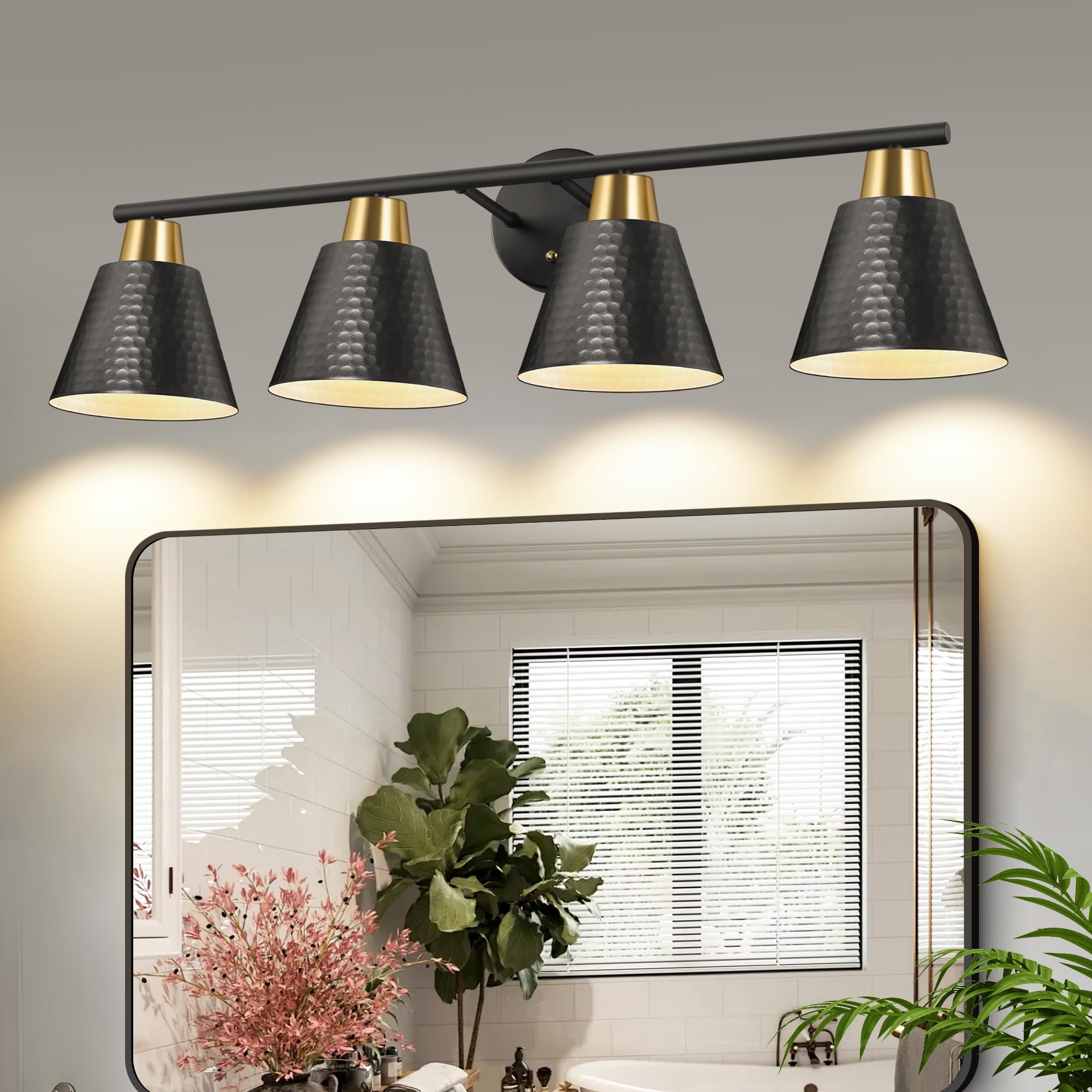 4-Light Vanity Light for Bathroom - Modern Wall Sconce with Warm White Lighting - Perfect Over Mirror Bathroom Lights for Bedroom & Vanity Areas - Dimmable LED Bathroom Lighting Fixture for Home Decor