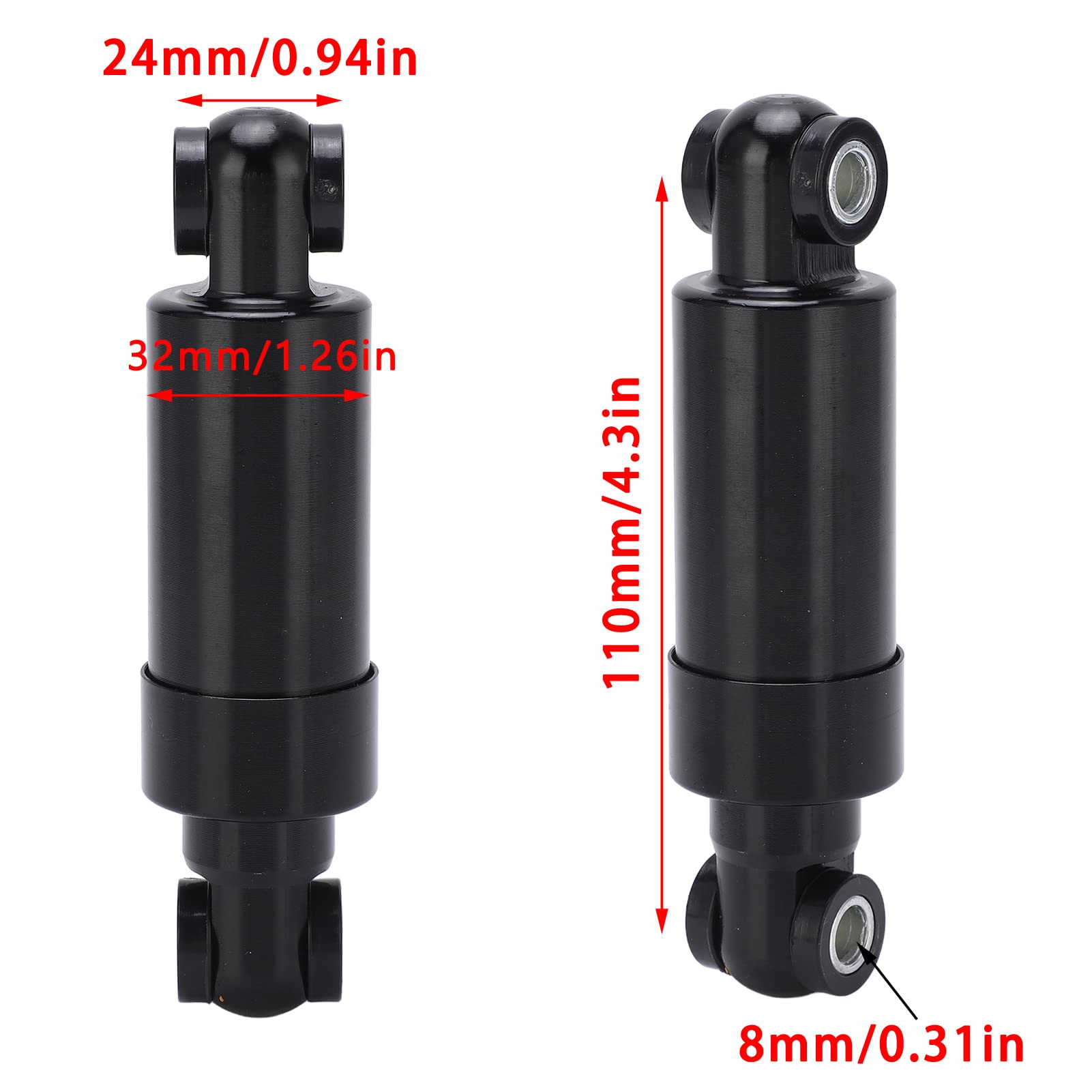 **Aramox 110mm Electric Bike Shock Absorber - 2pcs Black 750lbs Load Capacity - Compatible with Folding Scooters & E-Bikes - Perfect for Commuting & Off-Road Adventures**