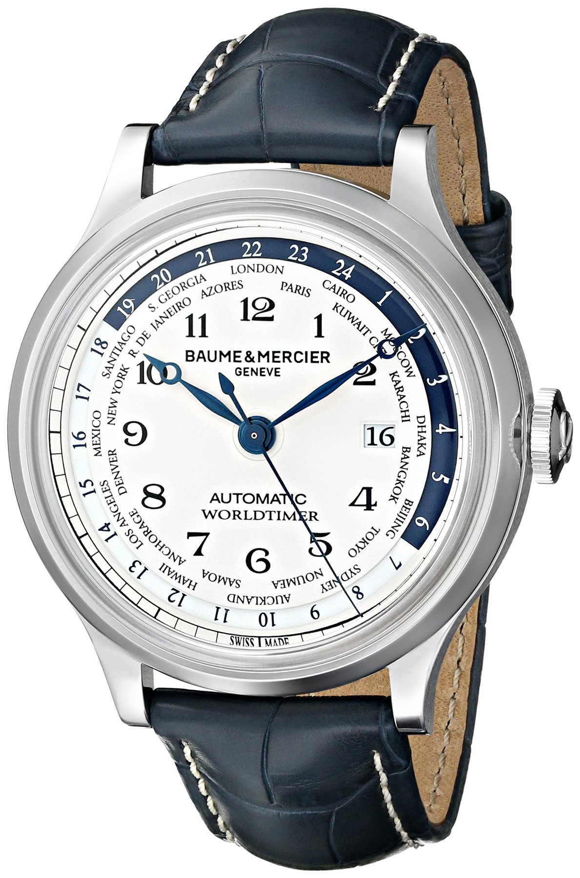 Baume & Mercier Capeland World Timer Men's Swiss Automatic Blue Watch - Luxury Analog Timepiece for Travelers & Business Professionals
