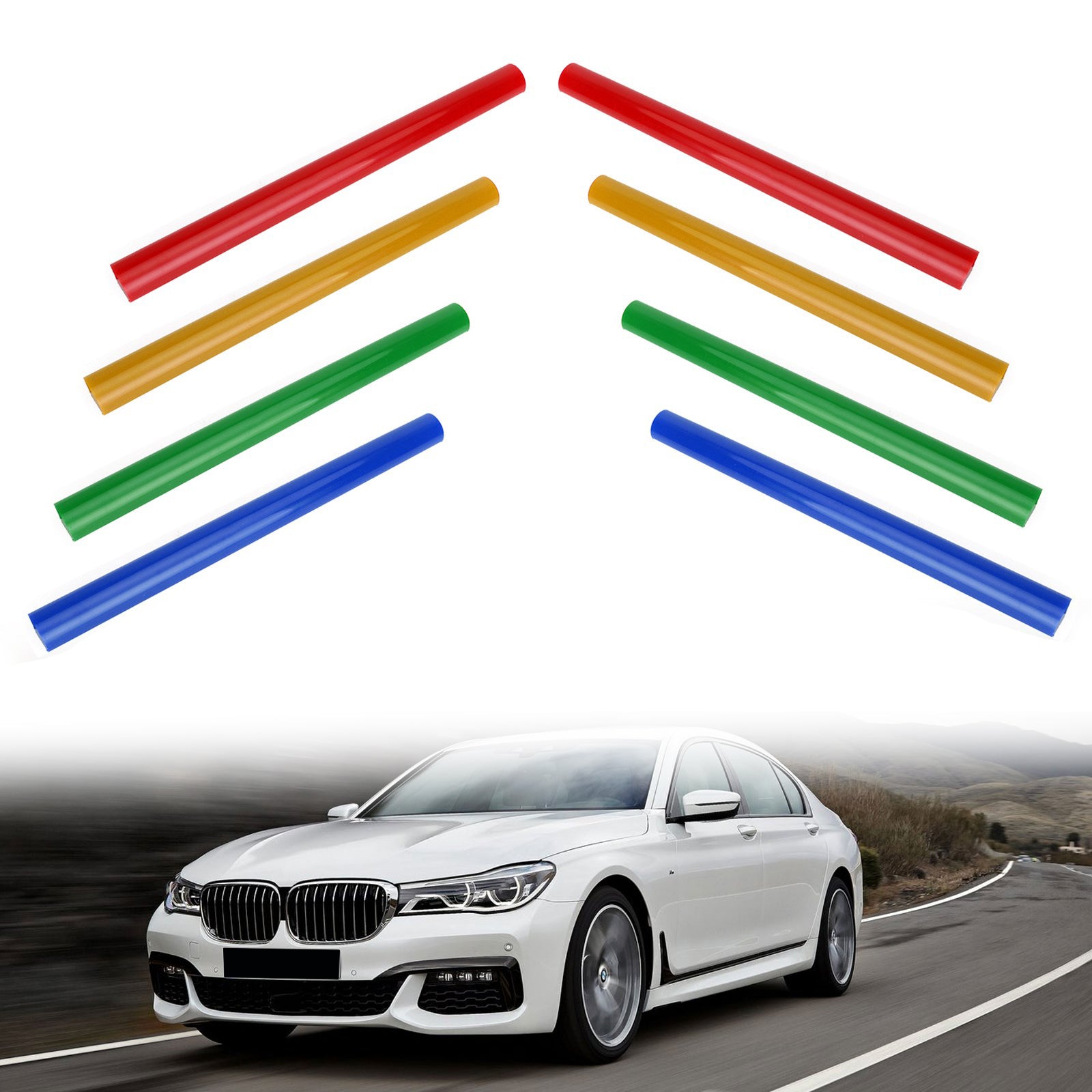 BMW G01 G02 G05 G06 G07 G30 G38 Blue Grill Bar V Brace Support Wrap - Universal Fit for X3 X4 X5 X6 X7 5 Series - Enhances Front Grille Style & Protection for Off-Road & Urban Driving