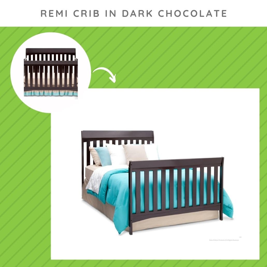 Delta Children's Remy/Remi Crib Full-Size Conversion Kit Bed Rails - Dark Chocolate (Model #0050-207) | Safe Toddler Bed Transition for Nursery & Kids Room
