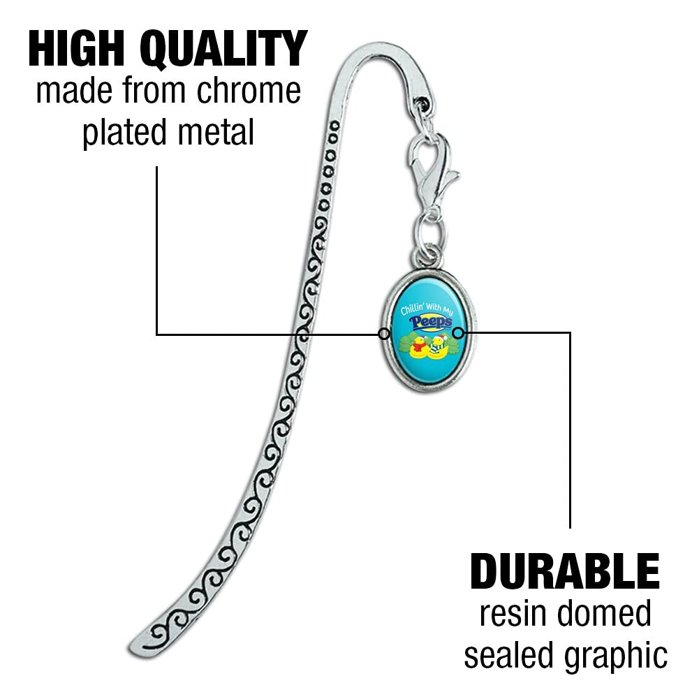 Christmas Holiday Metal Bookmark with Oval Charm - Perfect Gift for Book Lovers, Peeps Fans & Readers - Ideal for Gifting, Reading, Book Clubs & Stocking Stuffers