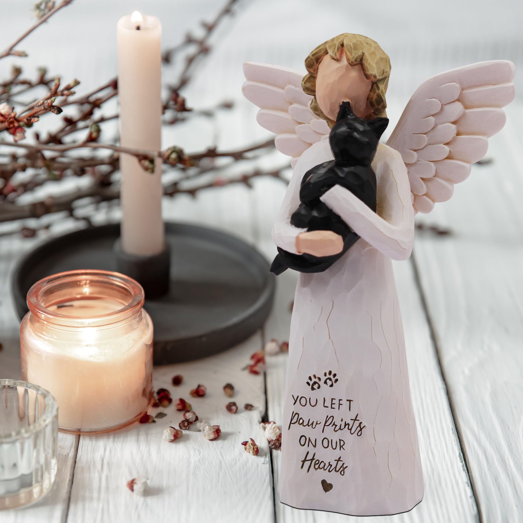 Hand-Painted Black Cat Angel Figurine - Memorial Gift for Loss of Cat | Sympathy Pet Keepsake for Grieving Cat Owners | Perfect for Home Memorial Display or Comforting Gift