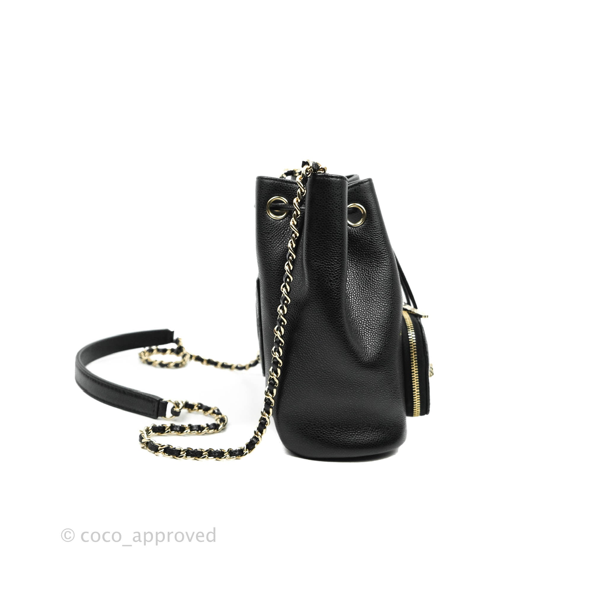 Chanel Business Affinity Drawstring Bucket Bag in Black Caviar Leather with Gold Hardware - Perfect for Work, Travel & Everyday Luxury