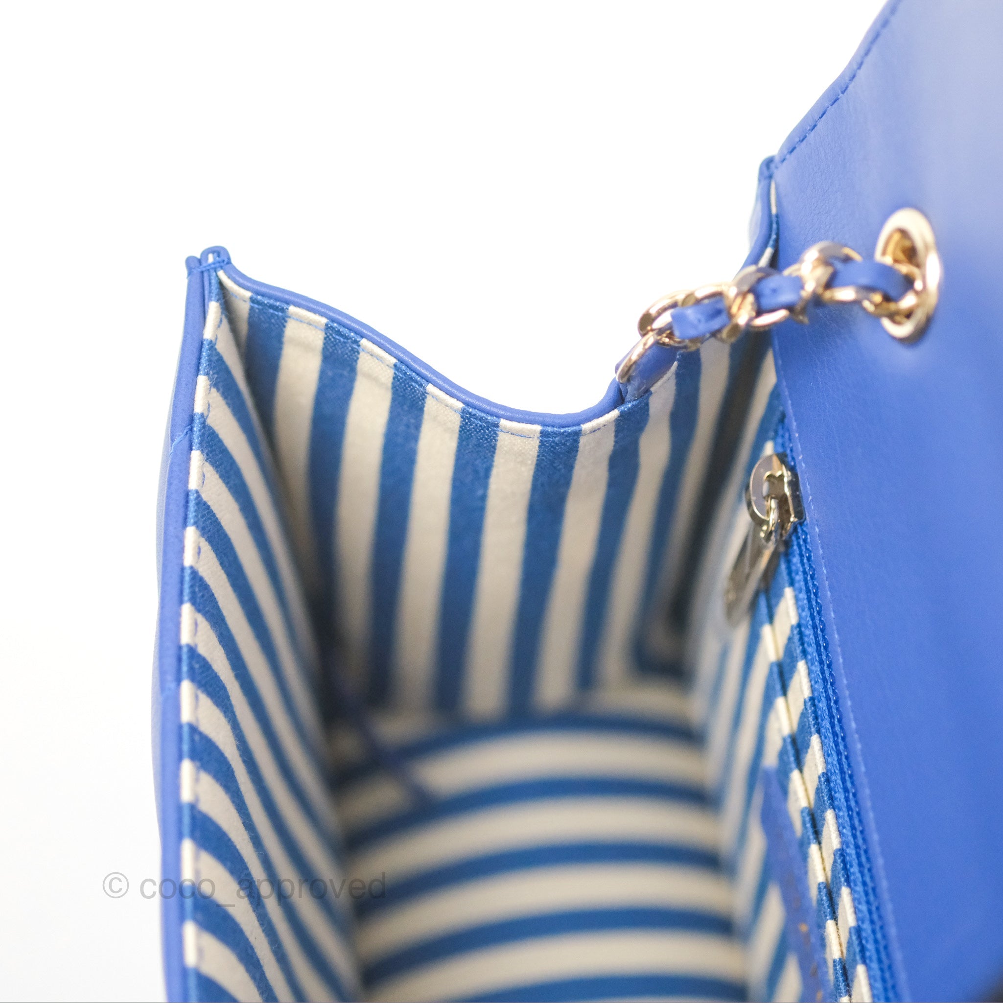 Chanel Chevron Square Envelope Flap Bag Royal Blue 19C - Luxury Designer Handbag for Women, Perfect for Evening Parties, Date Nights & Special Occasions