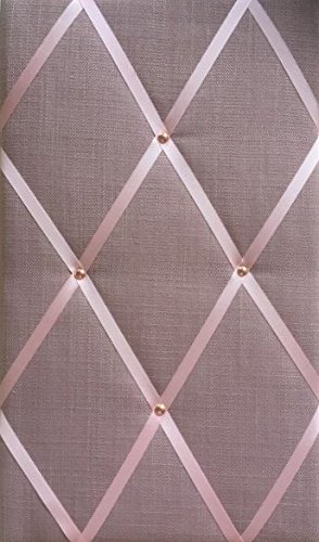 48x30cm Rose Pink Linen Bulletin Board with Copper Rose Gold Detail - Notice Board, Memo Board, Message Board for Home Office, Classroom & Dorm Organization