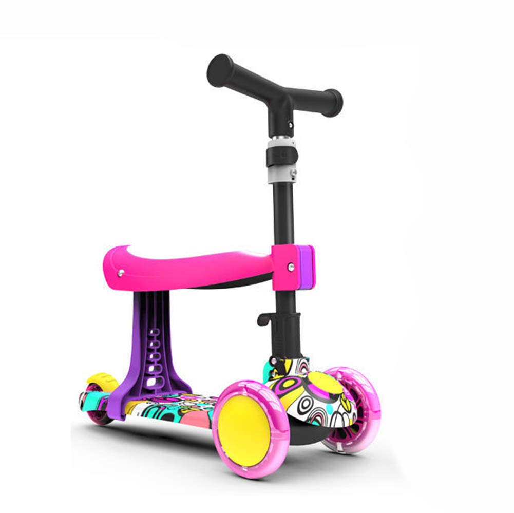 SYCHONG Kids Scooter with Removable Seat - Adjustable 3-Height Toddler Scooter for Boys & Girls Ages 2+ - LED Light-Up Wheels - Perfect for Outdoor Play, Park Rides & Learning Balance