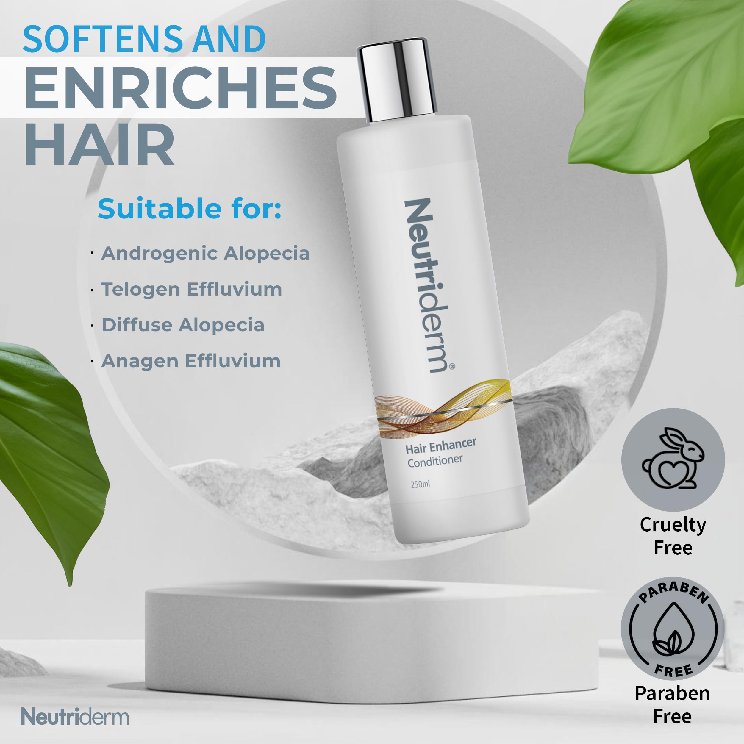 Neutriderm Hair Ready Pack - Hair Enhancer Shampoo & Conditioner Set for Damaged Hair Repair (250mL x 2) - Sulfate-Free Formula for Dry, Brittle Hair - Perfect for Daily Hair Care Routine & Salon-Quality Results at Home