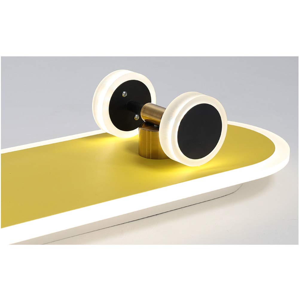 LITFAD Gold Skateboard Ceiling Light Fixture - Modern LED Flush Mount Lighting for Kids Room, Boys Bedroom & Nursery - Durable Iron Construction with Integrated LED - Perfect for Skateboard-Themed Decor & Children's Spaces